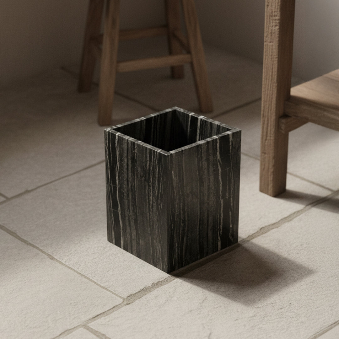 Ancient Wood Grain Marble Trash Can SBK891-8 -  Bathroom Accessories - ebarza Furniture UAE | Shop Modern Furniture in Abu Dhabi & Dubai - مفروشات ايبازرا في الامارات | تسوق اثاث عصري وديكورات مميزة في دبي وابوظبي