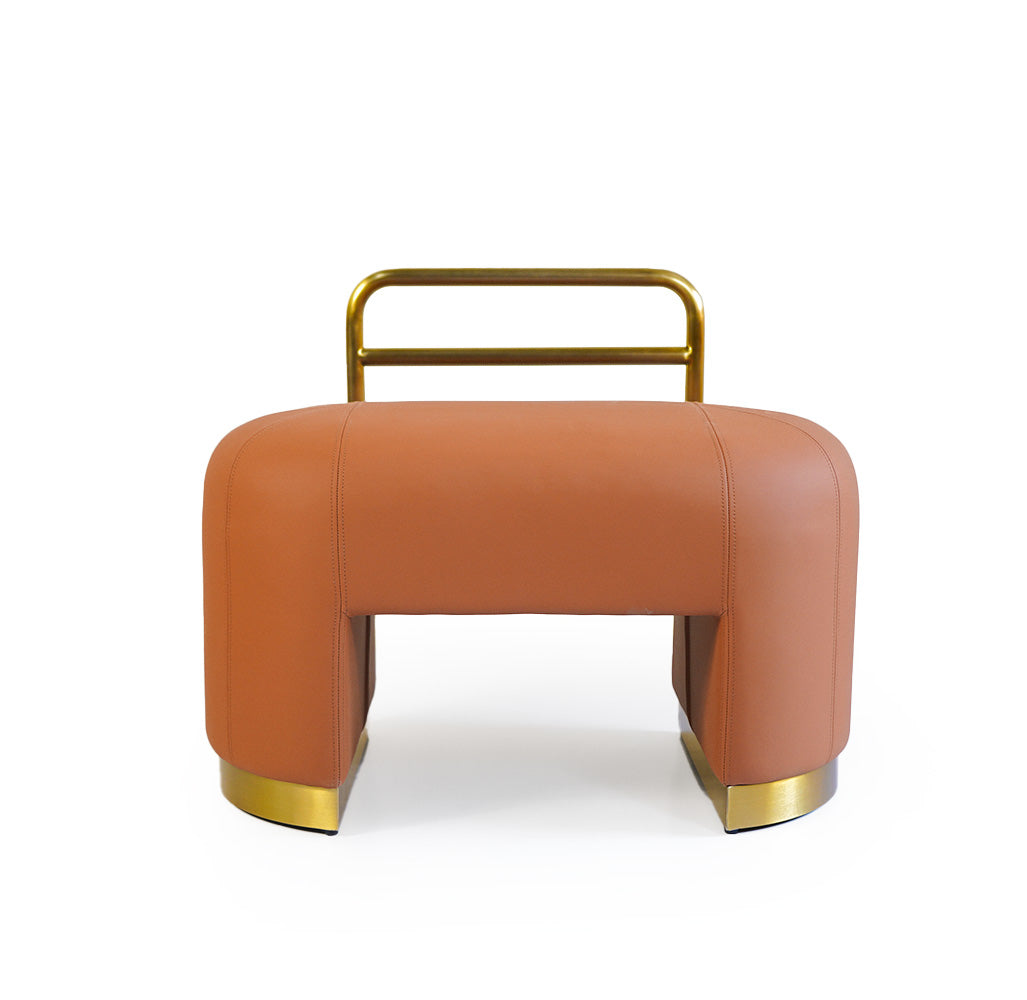 Stool with Low Backrest Carmel  ER-323 -  Poufs | كرسي تيرني النحاسي - ebarza Furniture UAE | Shop Modern Furniture in Abu Dhabi & Dubai - مفروشات ايبازرا في الامارات | تسوق اثاث عصري وديكورات مميزة في دبي وابوظبي