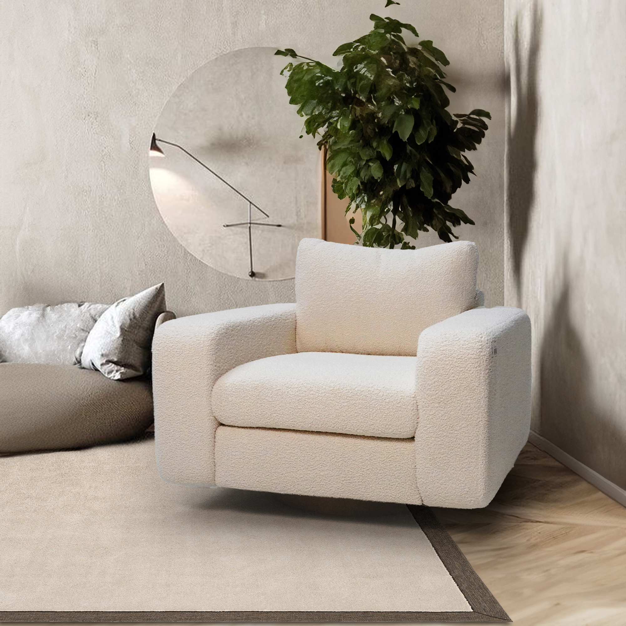 WD Lounge Chair -  Ivory 18077E -  Lounge Chairs | كرسي استرخاء دبليو دي - عاجي - ebarza Furniture UAE | Shop Modern Furniture in Abu Dhabi & Dubai - مفروشات ايبازرا في الامارات | تسوق اثاث عصري وديكورات مميزة في دبي وابوظبي