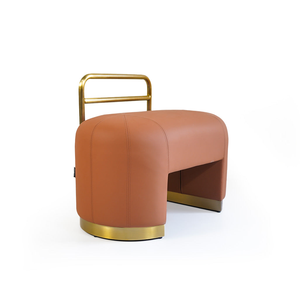 Stool with Low Backrest Carmel  ER-323 -  Poufs | كرسي تيرني النحاسي - ebarza Furniture UAE | Shop Modern Furniture in Abu Dhabi & Dubai - مفروشات ايبازرا في الامارات | تسوق اثاث عصري وديكورات مميزة في دبي وابوظبي