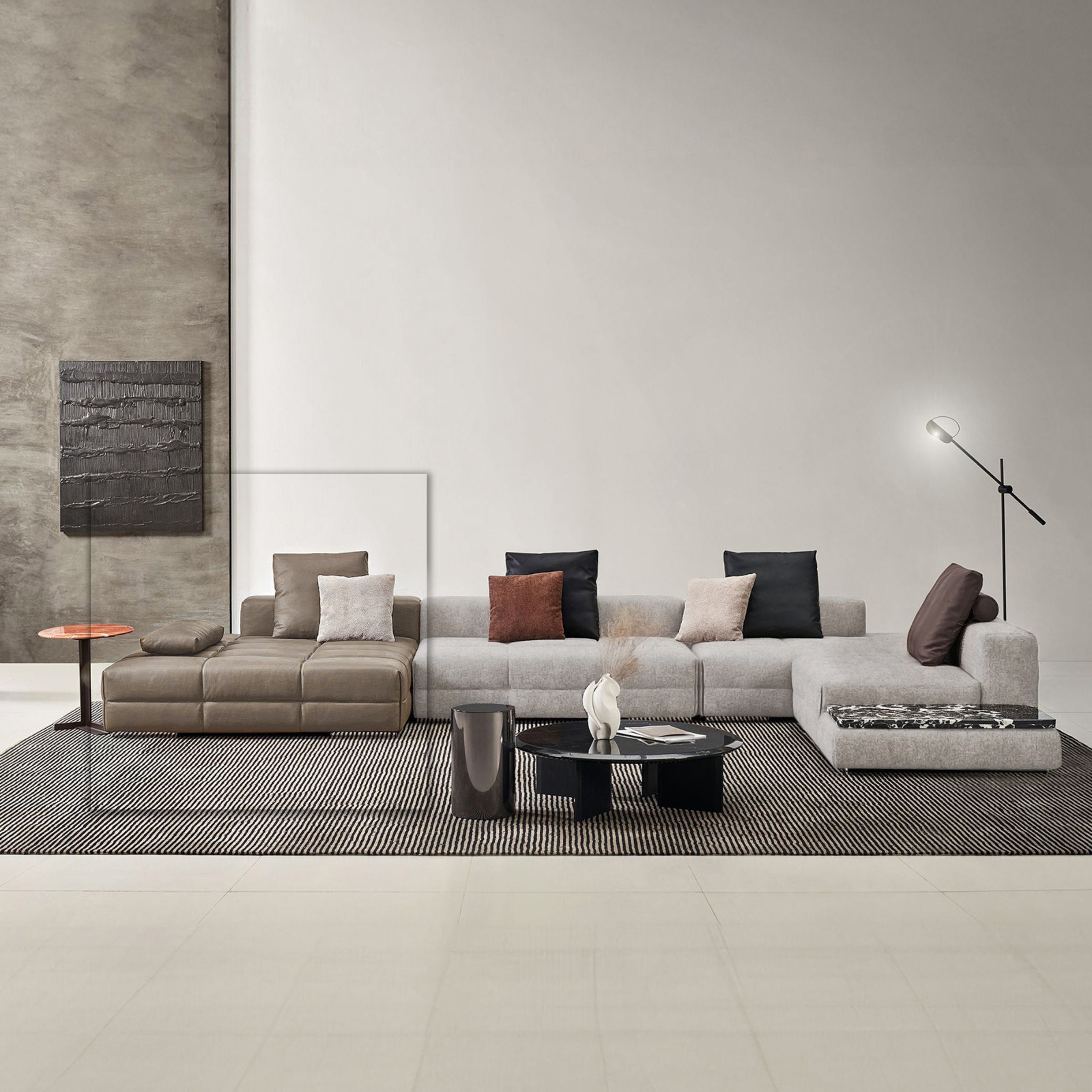 Genoa Corner Sofa Set SF074- A:chaise (mirco fiber) -  Sofas | طقم أريكة زاوية جنوة SF074- A: كرس - ebarza Furniture UAE | Shop Modern Furniture in Abu Dhabi & Dubai - مفروشات ايبازرا في الامارات | تسوق اثاث عصري وديكورات مميزة في دبي وابوظبي