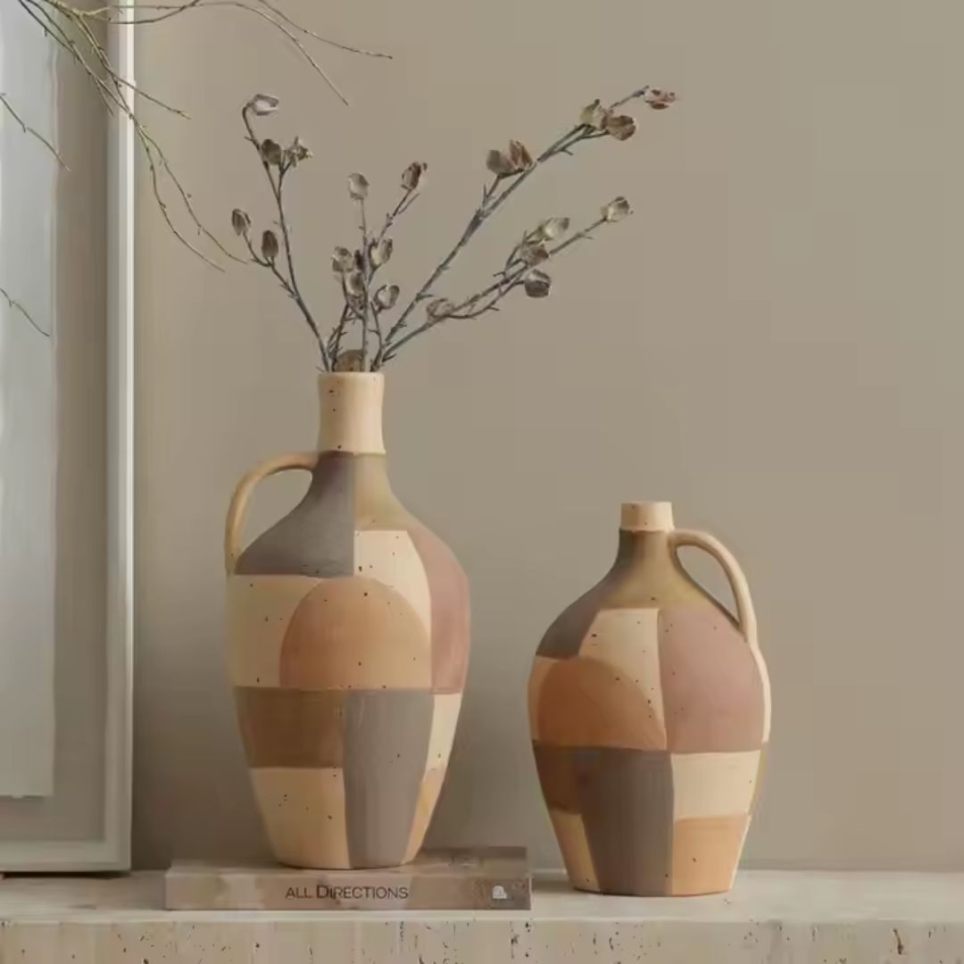 Assorted Color Hand-painted Ceramic Vase B-FF-D25073B -  Vases - ebarza Furniture UAE | Shop Modern Furniture in Abu Dhabi & Dubai - مفروشات ايبازرا في الامارات | تسوق اثاث عصري وديكورات مميزة في دبي وابوظبي