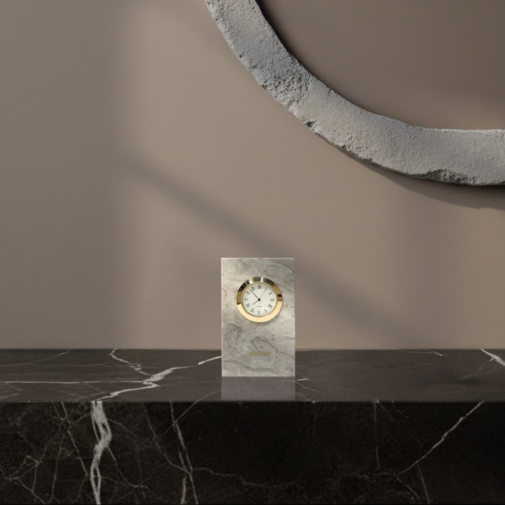 Bawang Flower Marble Small Table Clock TCA892 -  Clocks - ebarza Furniture UAE | Shop Modern Furniture in Abu Dhabi & Dubai - مفروشات ايبازرا في الامارات | تسوق اثاث عصري وديكورات مميزة في دبي وابوظبي