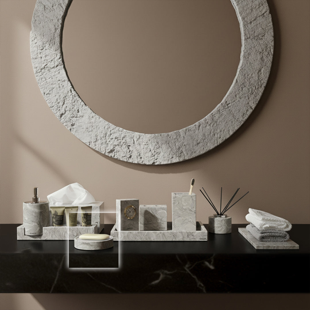 Bawang Flower Marble Circular Soap Dish CBJ892-3 -  Bathroom Accessories - ebarza Furniture UAE | Shop Modern Furniture in Abu Dhabi & Dubai - مفروشات ايبازرا في الامارات | تسوق اثاث عصري وديكورات مميزة في دبي وابوظبي