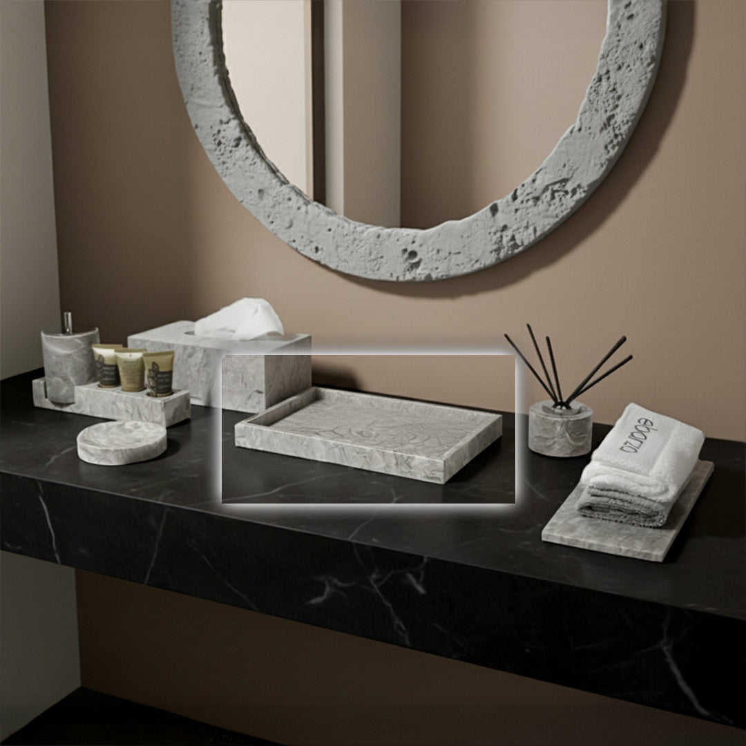 Bawang Flower Marble Rectangular Large Tray RHD892 -  Trays - ebarza Furniture UAE | Shop Modern Furniture in Abu Dhabi & Dubai - مفروشات ايبازرا في الامارات | تسوق اثاث عصري وديكورات مميزة في دبي وابوظبي