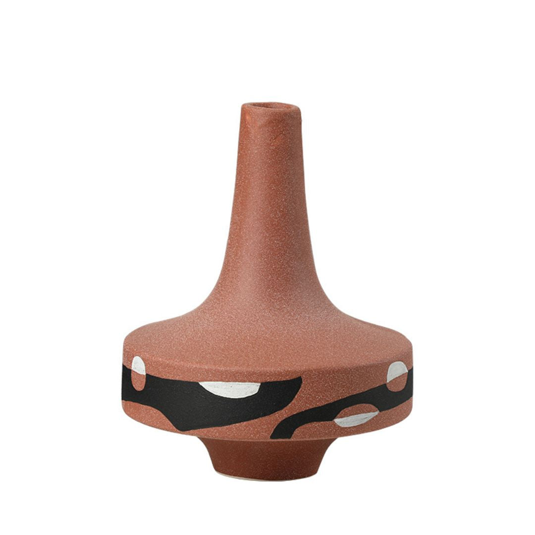 Black And White Painted Red Hand-Painted Ceramics Vase-B FD-D25054B -  Vases - ebarza Furniture UAE | Shop Modern Furniture in Abu Dhabi & Dubai - مفروشات ايبازرا في الامارات | تسوق اثاث عصري وديكورات مميزة في دبي وابوظبي