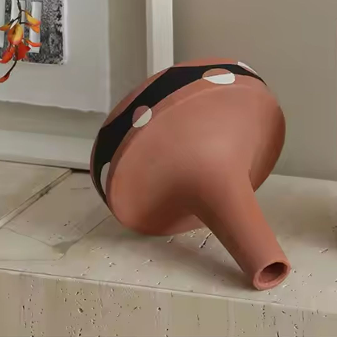 Black And White Painted Red Hand-Painted Ceramics Vase-B FD-D25054B -  Vases - ebarza Furniture UAE | Shop Modern Furniture in Abu Dhabi & Dubai - مفروشات ايبازرا في الامارات | تسوق اثاث عصري وديكورات مميزة في دبي وابوظبي