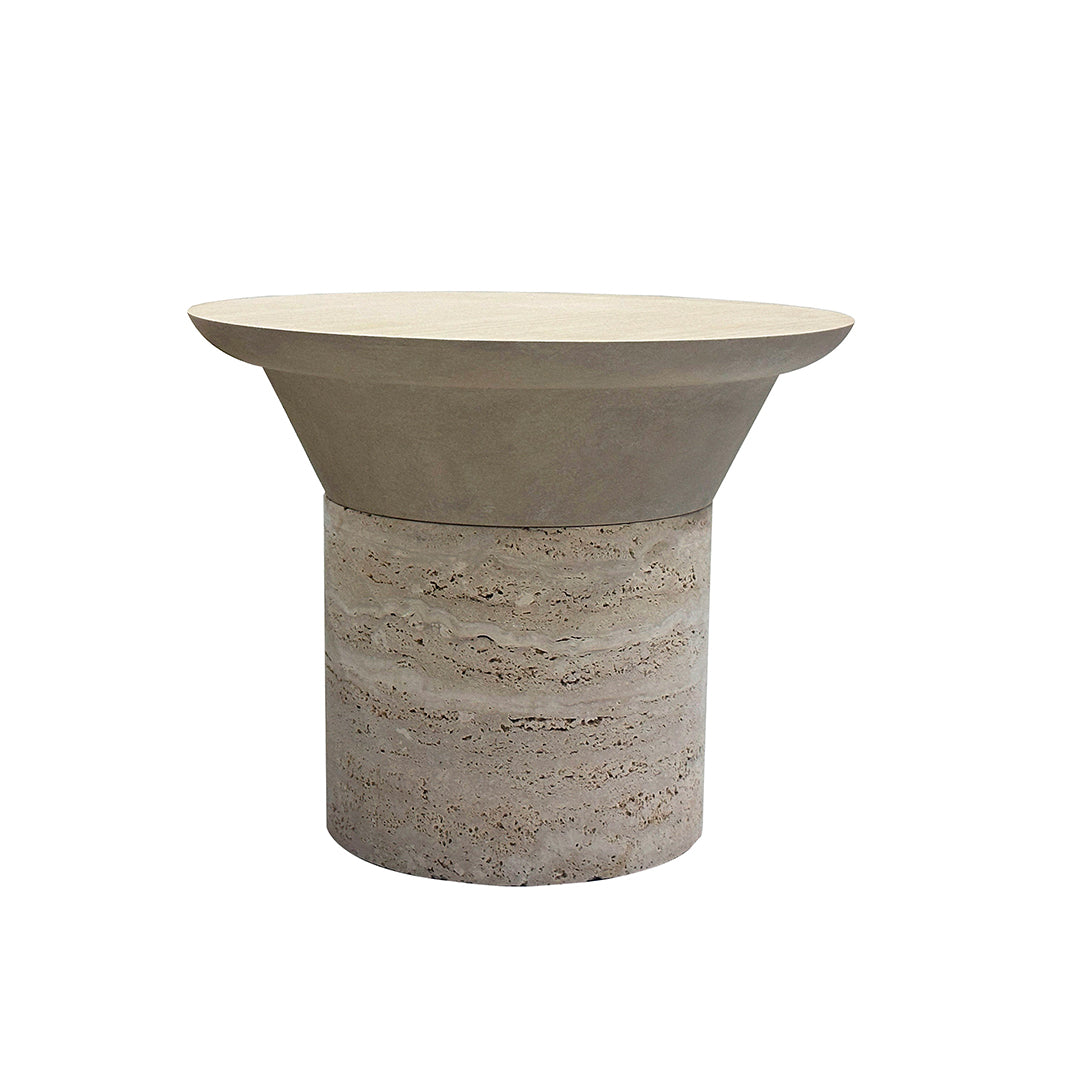 Bordeaux Travertine Side Table - EB02ST -  Side Tables - ebarza Furniture UAE | Shop Modern Furniture in Abu Dhabi & Dubai - مفروشات ايبازرا في الامارات | تسوق اثاث عصري وديكورات مميزة في دبي وابوظبي