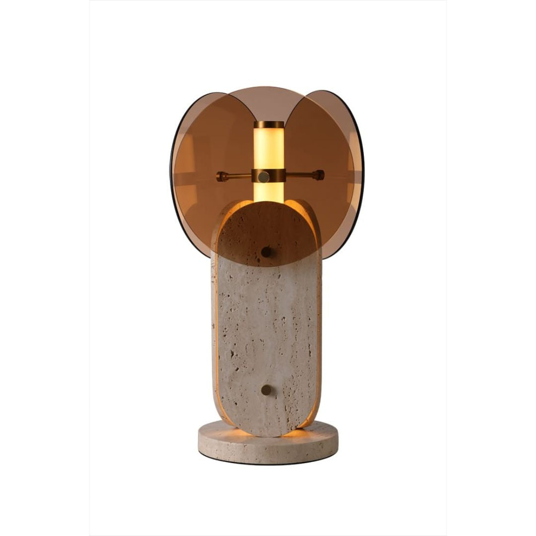 Brass Aluminum And Travertine LED Table Lamp MT21955-3-280 -  Desk/table Lamps - ebarza Furniture UAE | Shop Modern Furniture in Abu Dhabi & Dubai - مفروشات ايبازرا في الامارات | تسوق اثاث عصري وديكورات مميزة في دبي وابوظبي