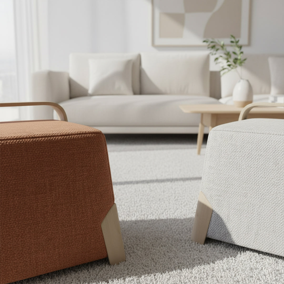 Brick Low Stool  MZ7959 - Beige -  Poufs - ebarza Furniture UAE | Shop Modern Furniture in Abu Dhabi & Dubai - مفروشات ايبازرا في الامارات | تسوق اثاث عصري وديكورات مميزة في دبي وابوظبي