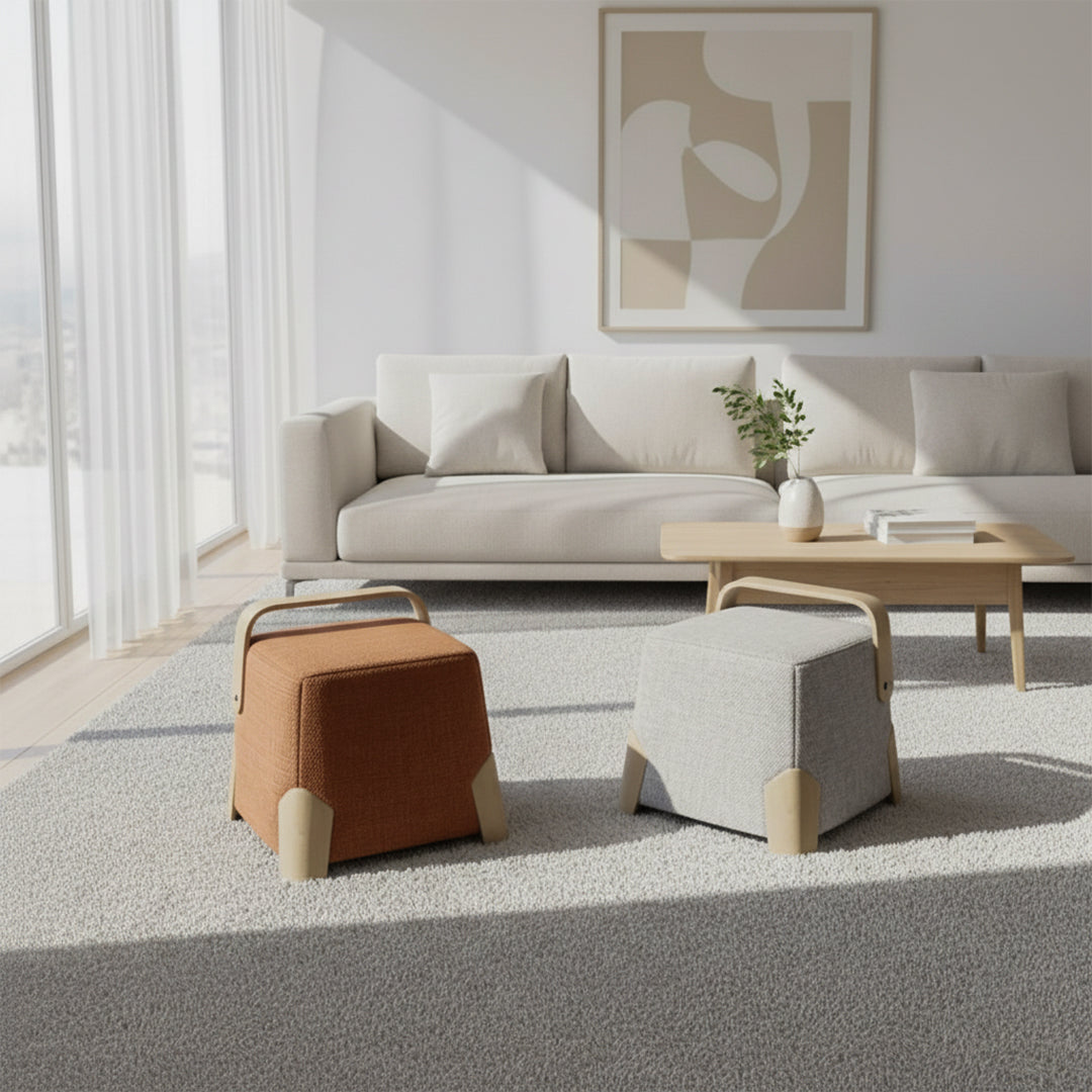 Brick Low Stool  MZ7959 - Beige -  Poufs - ebarza Furniture UAE | Shop Modern Furniture in Abu Dhabi & Dubai - مفروشات ايبازرا في الامارات | تسوق اثاث عصري وديكورات مميزة في دبي وابوظبي