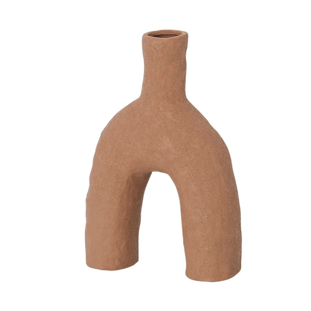 Brown Ceramic Bud Vase FA-D21094F -  Vases - ebarza Furniture UAE | Shop Modern Furniture in Abu Dhabi & Dubai - مفروشات ايبازرا في الامارات | تسوق اثاث عصري وديكورات مميزة في دبي وابوظبي