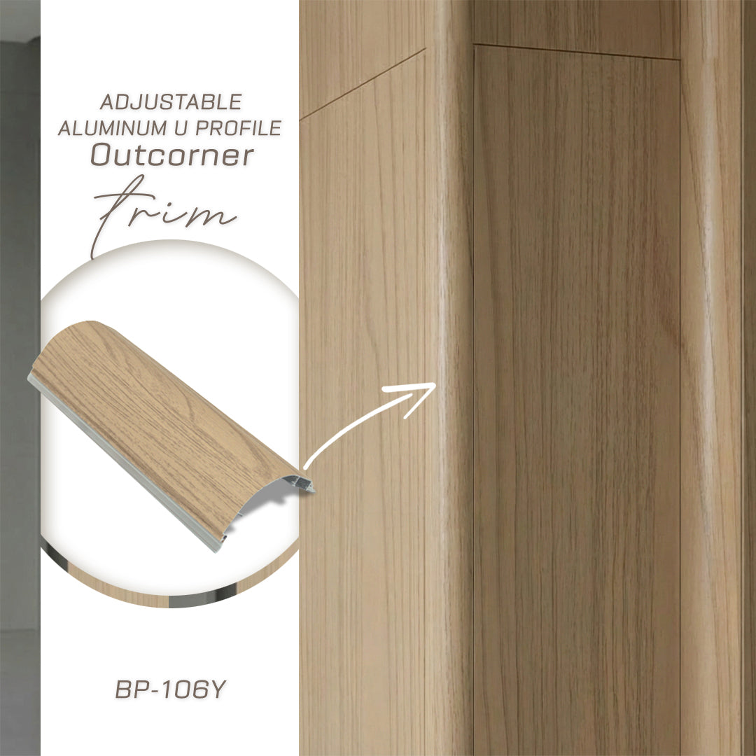 320H-ALUMINUM PROFILE- DESIGN SHAPE: Outcorner trim  COLOUR : Brown Oak BP-106Y