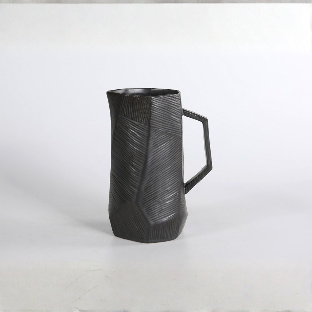 Pre-order 65 Days Delivery Black volcanic Chizzled jug CB4366-23-R633 -  Drinkware - ebarza Furniture UAE | Shop Modern Furniture in Abu Dhabi & Dubai - مفروشات ايبازرا في الامارات | تسوق اثاث عصري وديكورات مميزة في دبي وابوظبي