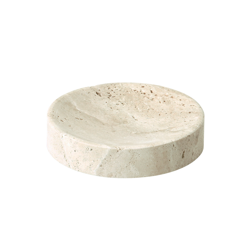 Yellow Travertine Round Soap Dish CBJ833-3 -  Bath Sets | طبق صابون دائري من حجر الكهف - ebarza Furniture UAE | Shop Modern Furniture in Abu Dhabi & Dubai - مفروشات ايبازرا في الامارات | تسوق اثاث عصري وديكورات مميزة في دبي وابوظبي