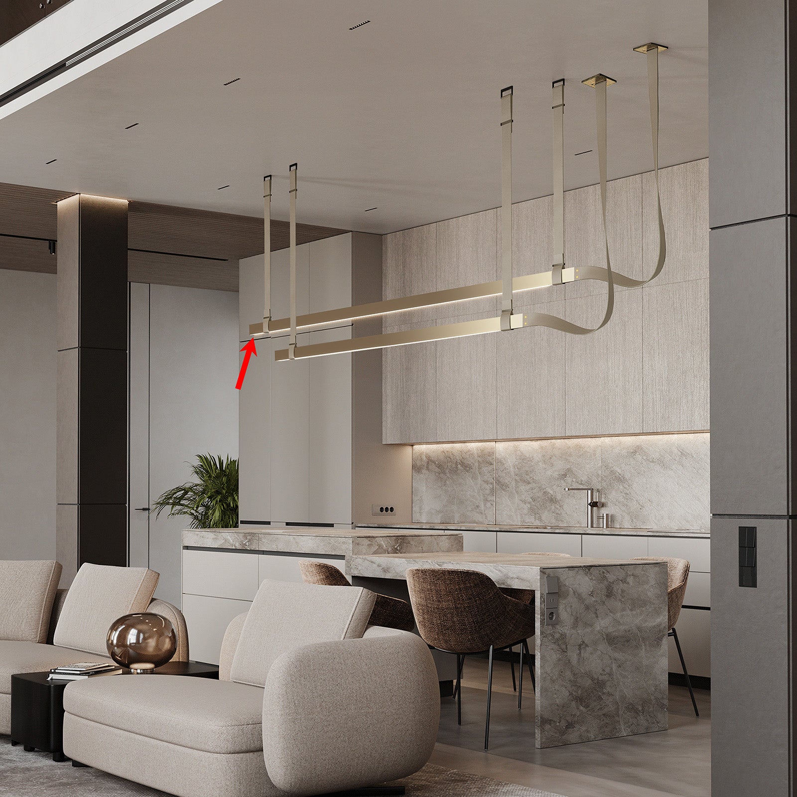 Comet Tail Leather Gold  Pendant lamp 1.5m CY-DD-1053-G -  Pendant Lamps | مصباح معلق من الجلد بذيل المذنب ذهبي 1.5 متر - ebarza Furniture UAE | Shop Modern Furniture in Abu Dhabi & Dubai - مفروشات ايبازرا في الامارات | تسوق اثاث عصري وديكورات مميزة في دبي وابوظبي