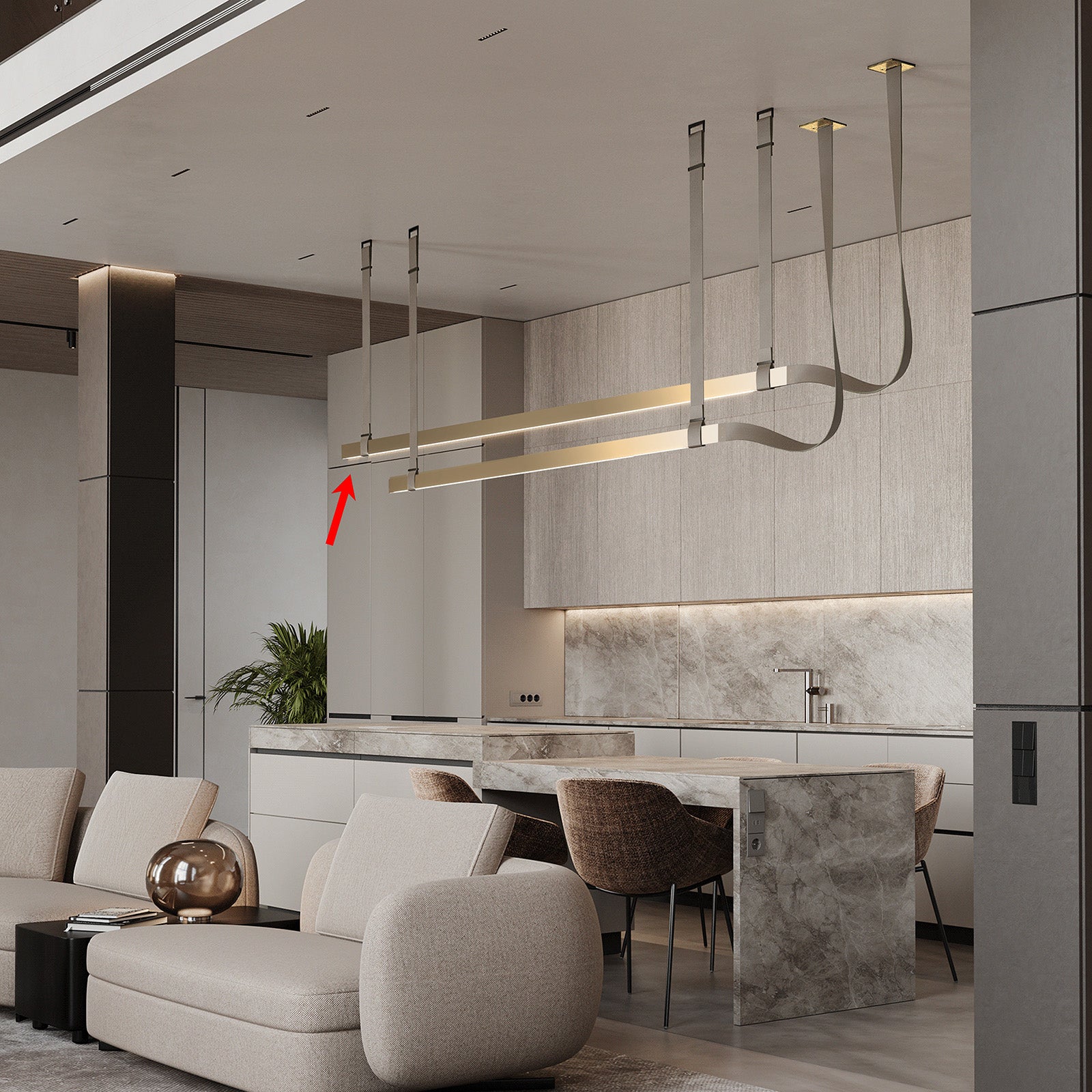 Comet Tail Leather Gold  Pendant lamp 1.5m CY-DD-1053-G -  Pendant Lamps | مصباح معلق من الجلد بذيل المذنب ذهبي 1.5 متر - ebarza Furniture UAE | Shop Modern Furniture in Abu Dhabi & Dubai - مفروشات ايبازرا في الامارات | تسوق اثاث عصري وديكورات مميزة في دبي وابوظبي