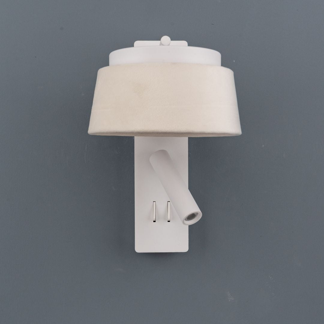 Calm Hotel Style Headboard/ Wall Reading Lamp Calm-WLB)-01U White+Grey linen shade -  Wall Lamps | مصباح كالم فندق نمط اللوح الأمامي / مصباح القراءة الجدار - ebarza Furniture UAE | Shop Modern Furniture in Abu Dhabi & Dubai - مفروشات ايبازرا في الامارات | تسوق اثاث عصري وديكورات مميزة في دبي وابوظبي