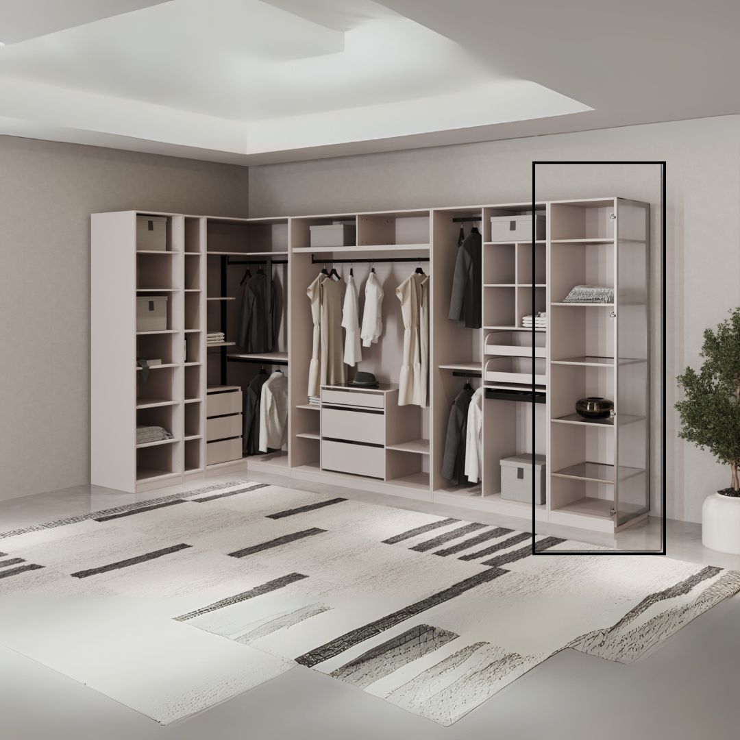 Pre-order 25 Days Delivery Cashmere  50 CM WARDROBE RIGHT WARDROBE (TWO SIDE FULL GLASS WITH SHELVES) -  Cabinets - ebarza Furniture UAE | Shop Modern Furniture in Abu Dhabi & Dubai - مفروشات ايبازرا في الامارات | تسوق اثاث عصري وديكورات مميزة في دبي وابوظبي