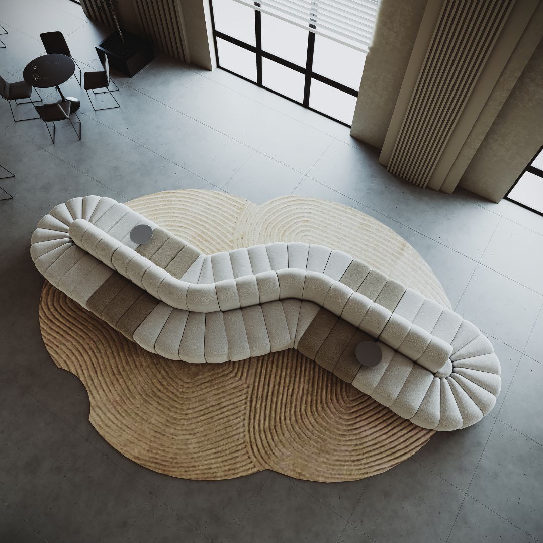 Chameleon Sofa Curved Pouf - H-5228-Ottoman -  Sofas - ebarza Furniture UAE | Shop Modern Furniture in Abu Dhabi & Dubai - مفروشات ايبازرا في الامارات | تسوق اثاث عصري وديكورات مميزة في دبي وابوظبي