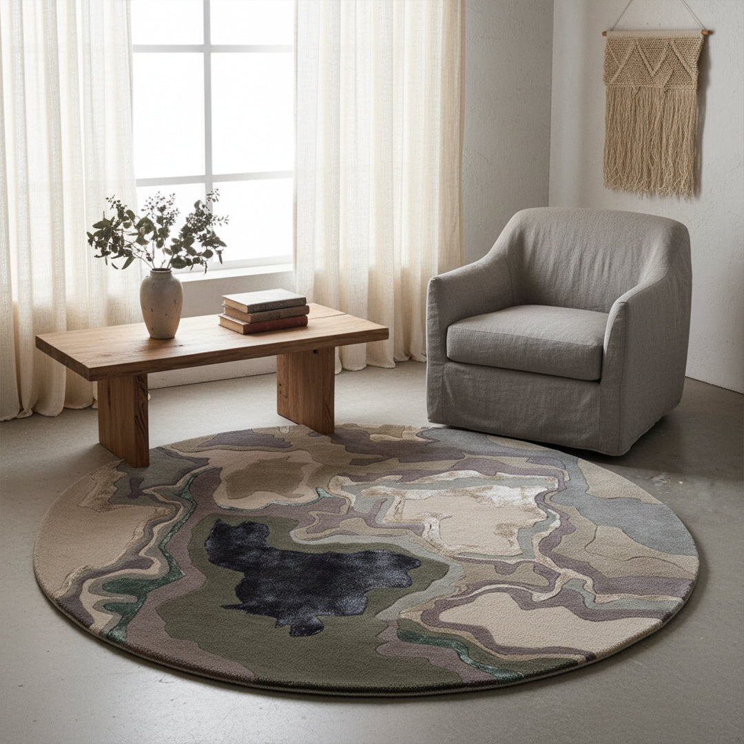 D150 Cm Handmade Wool Rug Jh-20728 Round -  Rugs - ebarza Furniture UAE | Shop Modern Furniture in Abu Dhabi & Dubai - مفروشات ايبازرا في الامارات | تسوق اثاث عصري وديكورات مميزة في دبي وابوظبي