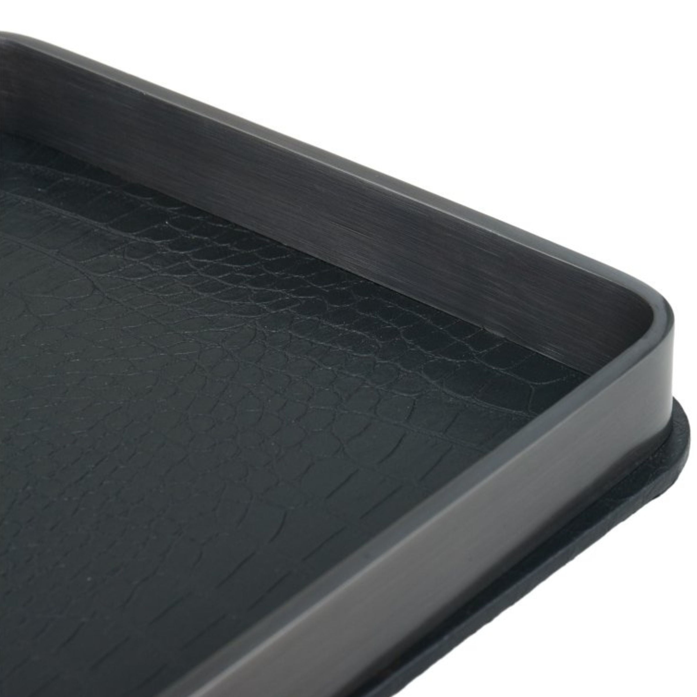 BLACK LEATHER DECORATIVE TRAY-L  DD210938AL -  Trays | صينية تزيين جلدية سوداء - L - ebarza Furniture UAE | Shop Modern Furniture in Abu Dhabi & Dubai - مفروشات ايبازرا في الامارات | تسوق اثاث عصري وديكورات مميزة في دبي وابوظبي