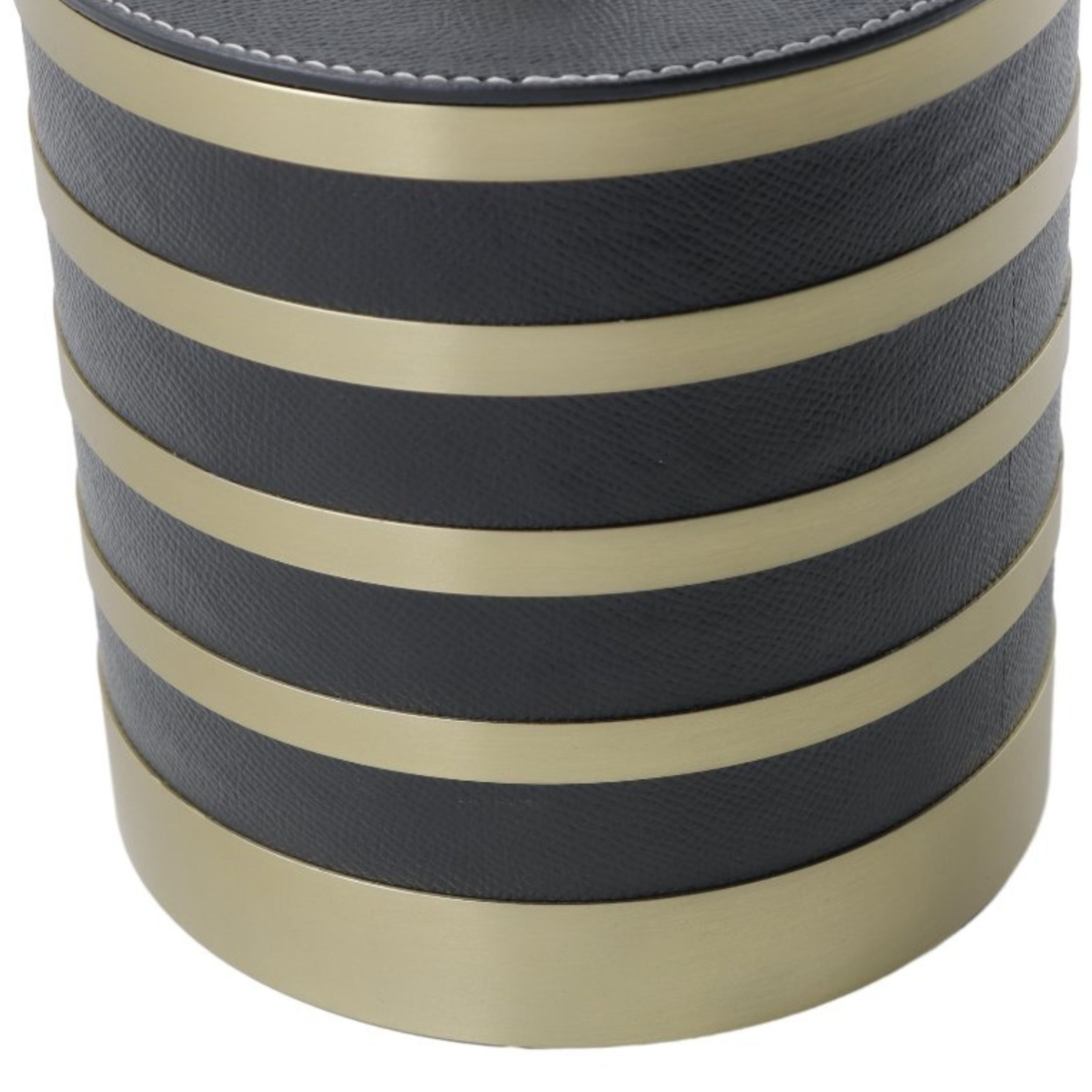 GREY & ANQITUE BRASS ROUND ROUND STORAGE BOX- L DH201268BL -  Decorative Boxes | صندوق تخزين دائري باللون الرمادي والنحاسي - L - ebarza Furniture UAE | Shop Modern Furniture in Abu Dhabi & Dubai - مفروشات ايبازرا في الامارات | تسوق اثاث عصري وديكورات مميزة في دبي وابوظبي