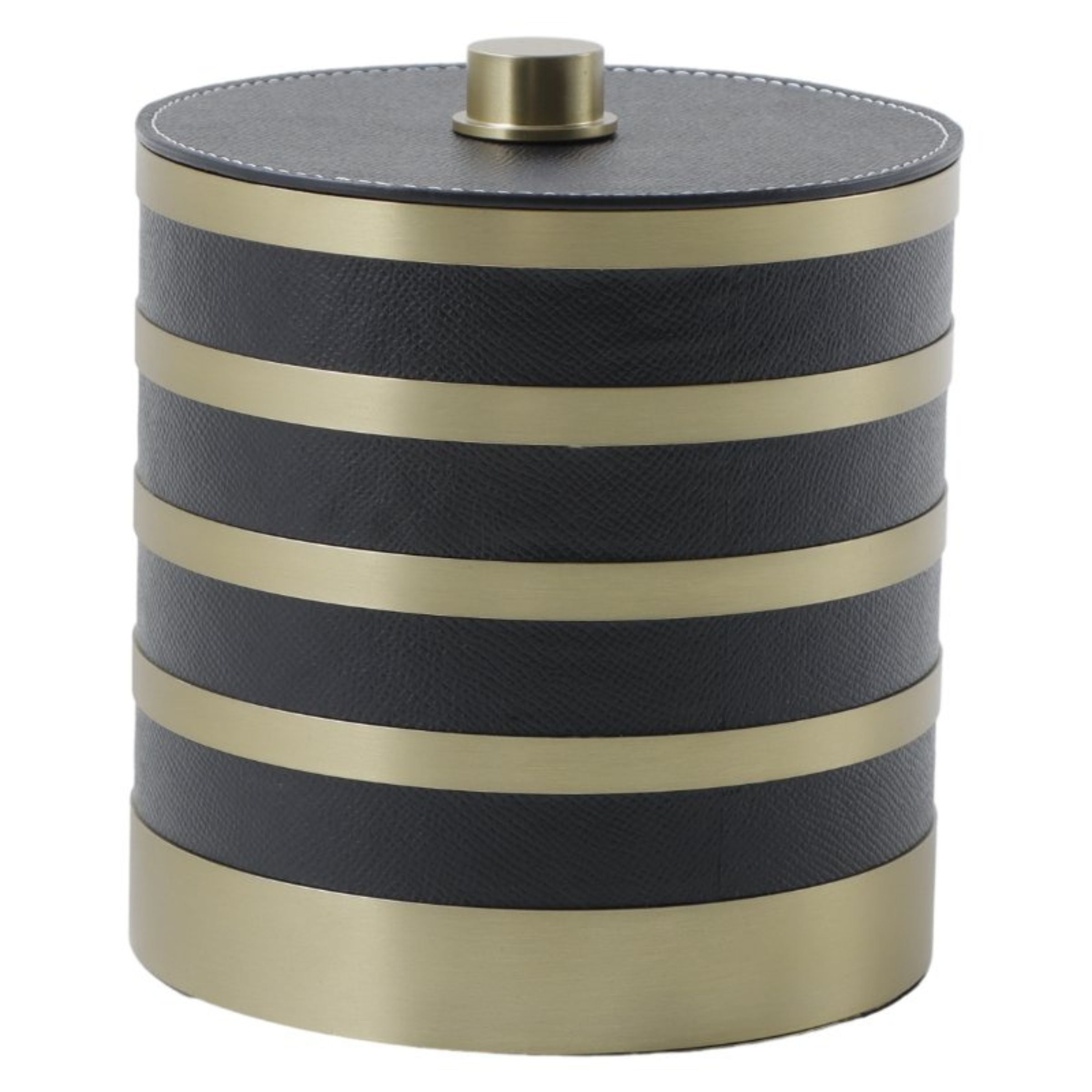 GREY & ANQITUE BRASS ROUND ROUND STORAGE BOX- L DH201268BL -  Decorative Boxes | صندوق تخزين دائري باللون الرمادي والنحاسي - L - ebarza Furniture UAE | Shop Modern Furniture in Abu Dhabi & Dubai - مفروشات ايبازرا في الامارات | تسوق اثاث عصري وديكورات مميزة في دبي وابوظبي