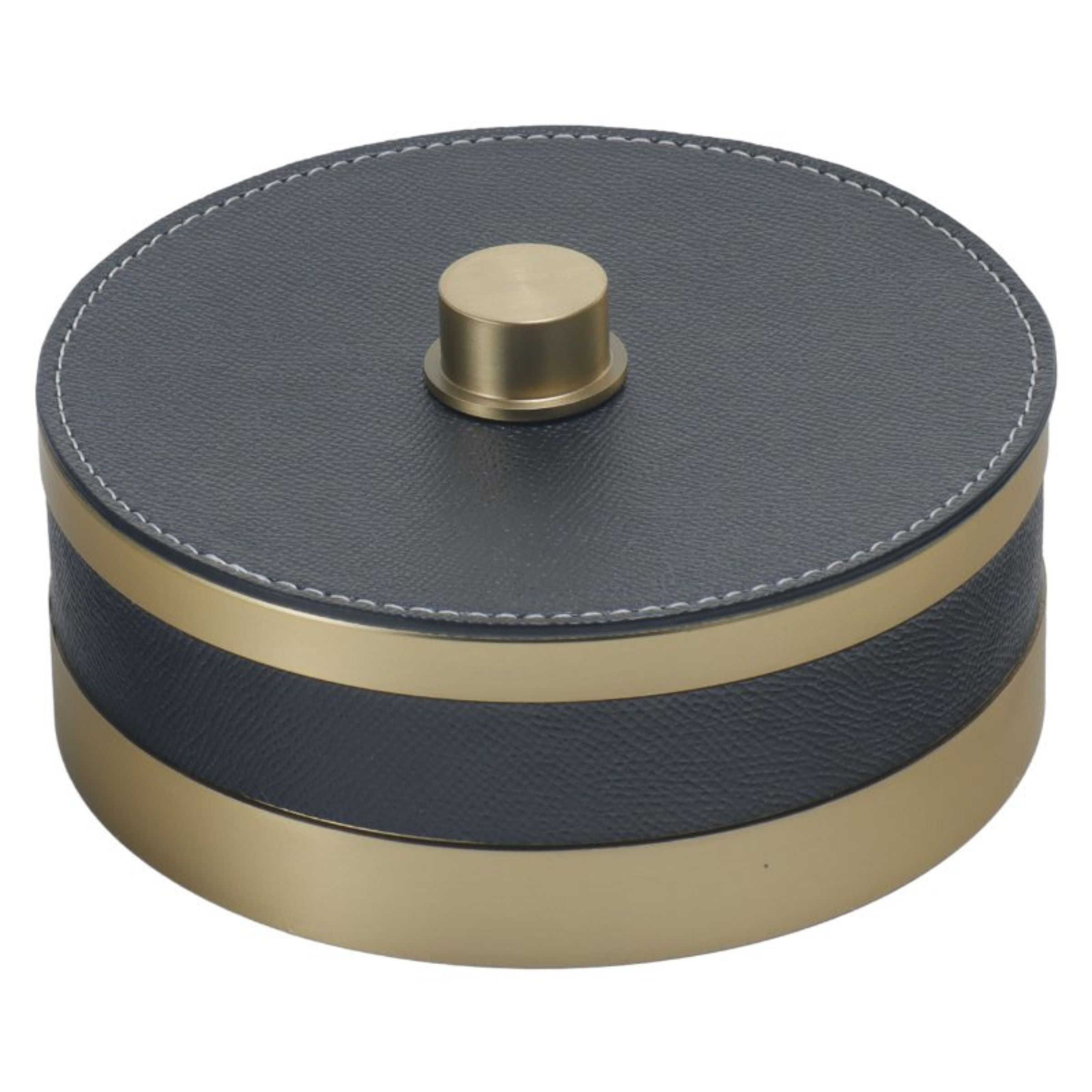 GREY & ANQITUE BRASS ROUND STORAGE BOX- S DH201268BS -  Decorative Boxes | صندوق تخزين دائري نحاسي رمادي وعتيق - S - ebarza Furniture UAE | Shop Modern Furniture in Abu Dhabi & Dubai - مفروشات ايبازرا في الامارات | تسوق اثاث عصري وديكورات مميزة في دبي وابوظبي