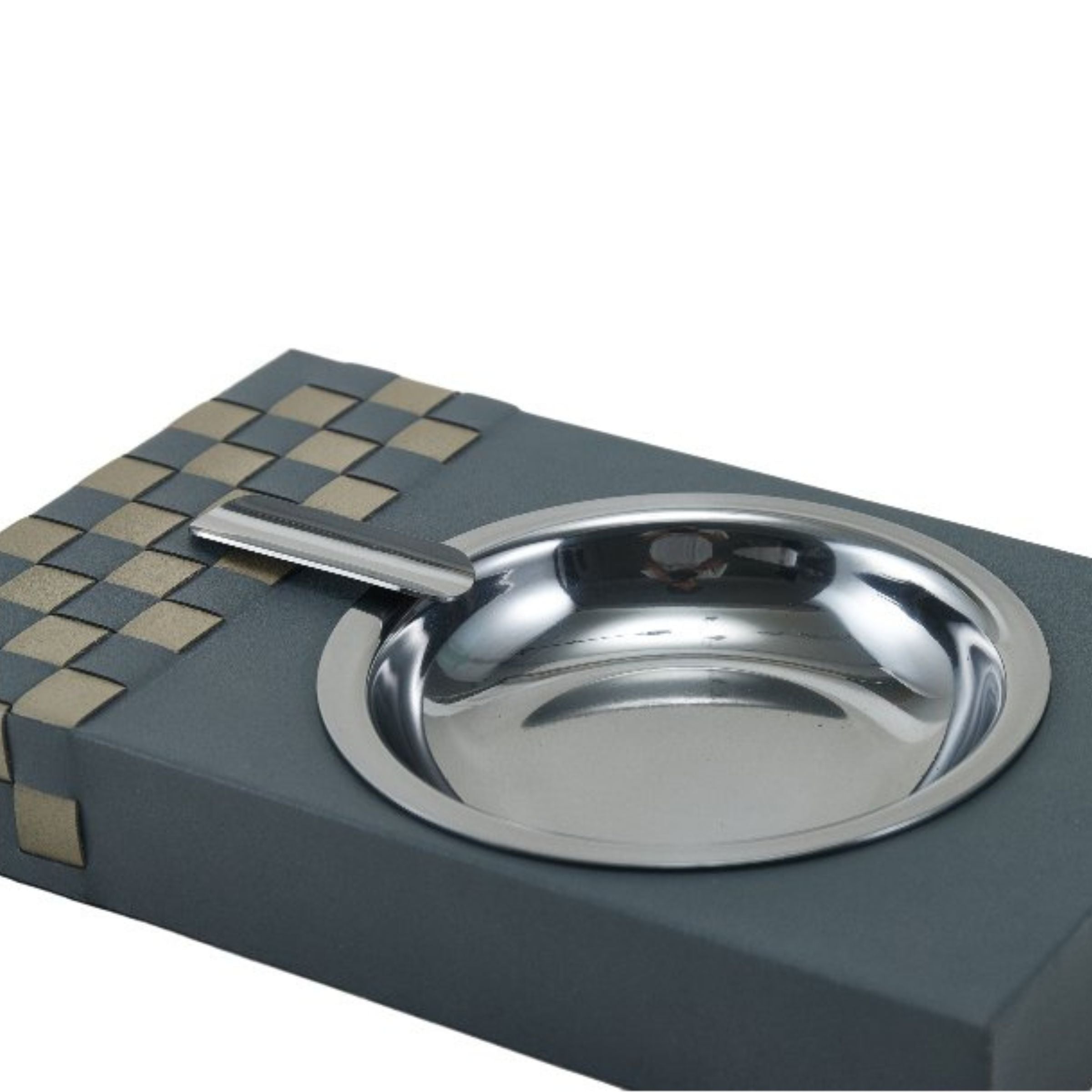 GREY & KHAKI & METAL HAND-WEAVEN CIGAR TRAY DW201139C -  Trays | صينية سيجار رمادية وكاكي ومعدنية منسوجة يدويًا - ebarza Furniture UAE | Shop Modern Furniture in Abu Dhabi & Dubai - مفروشات ايبازرا في الامارات | تسوق اثاث عصري وديكورات مميزة في دبي وابوظبي