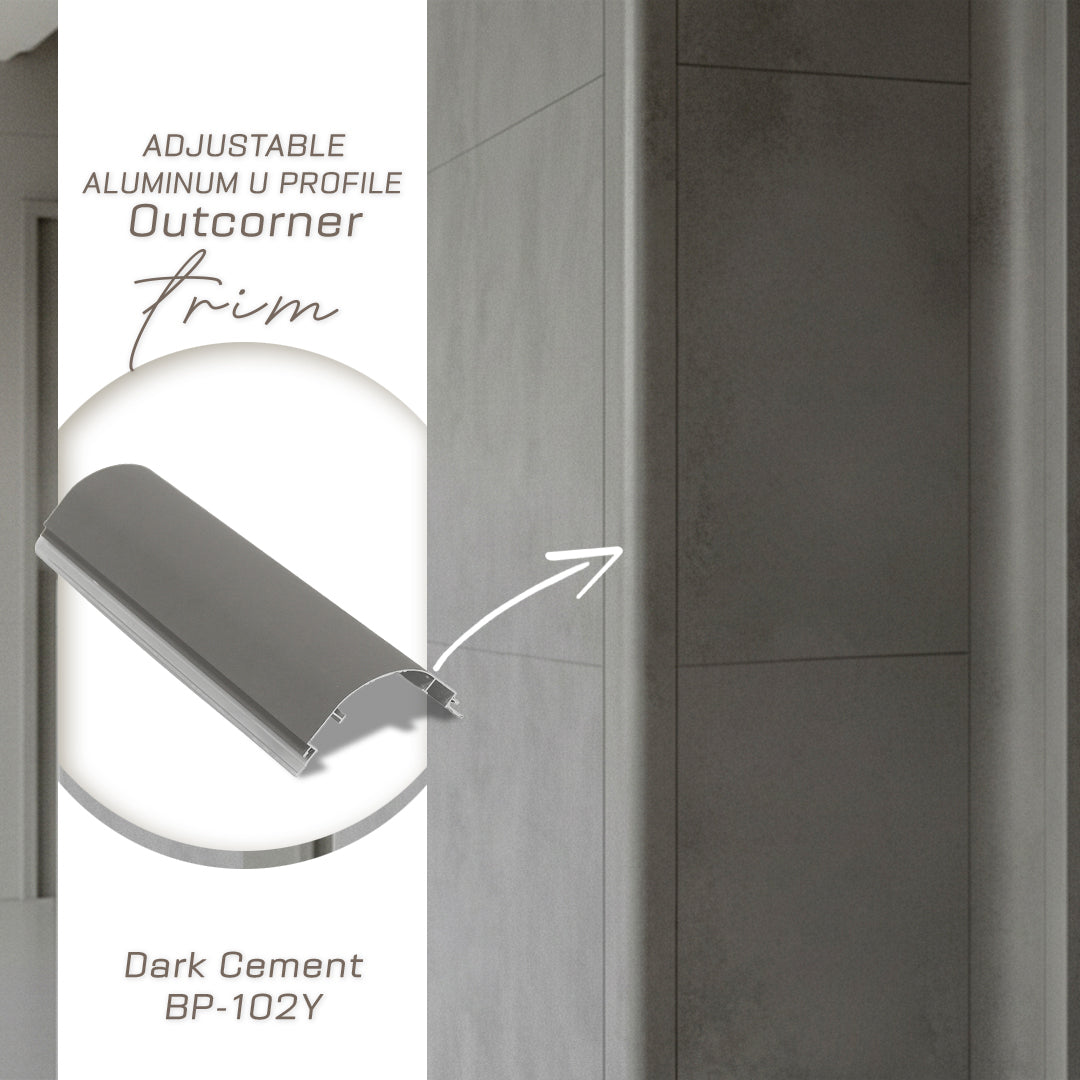 320H-ALUMINUM PROFILE- DESIGN SHAPE: Outcorner Trim  COLOUR:  Dark Cement BP-102Y