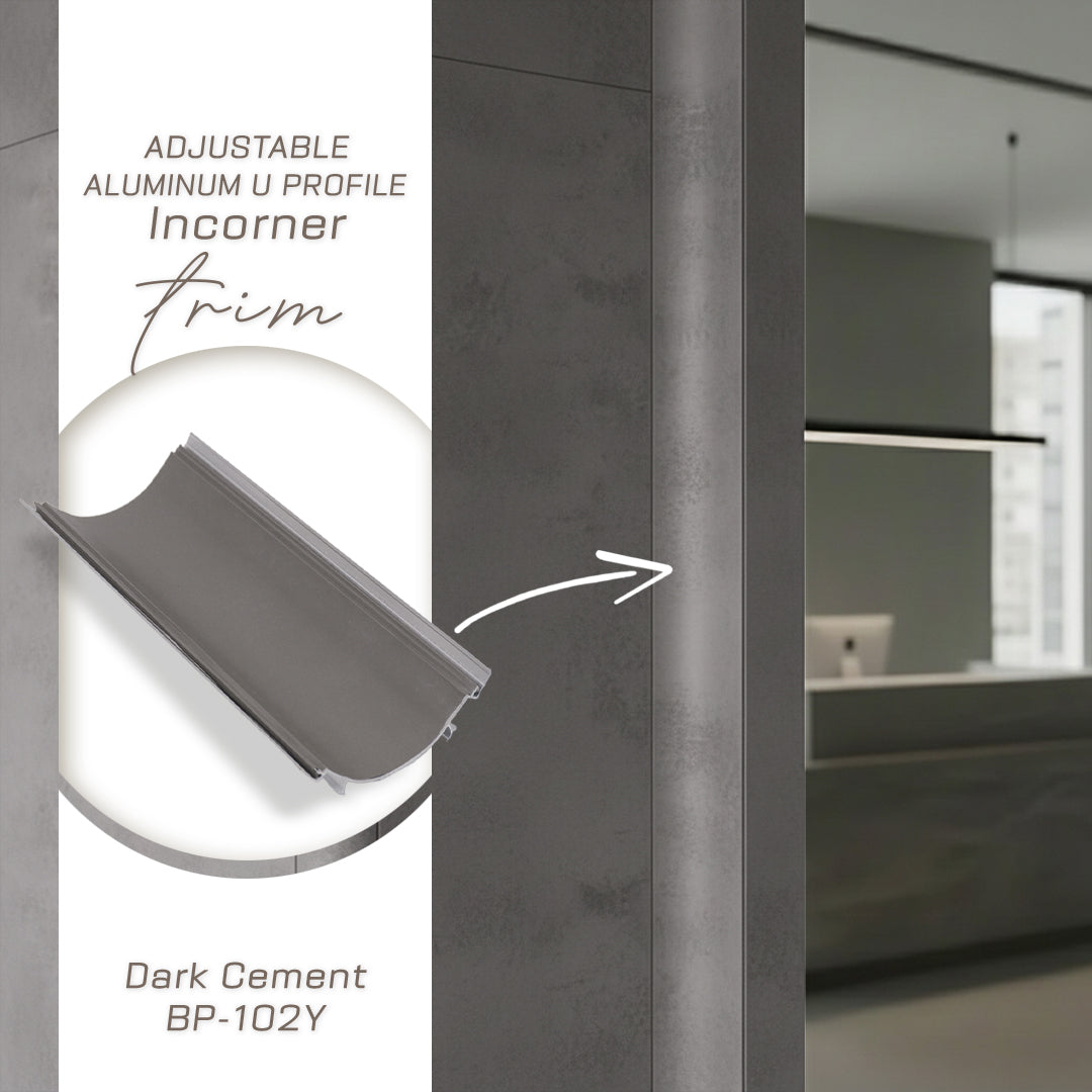 320H-ALUMINUM PROFILE- DESIGN SHAPE: Incorner Trim  COLOUR: Dark Cement BP-102Y