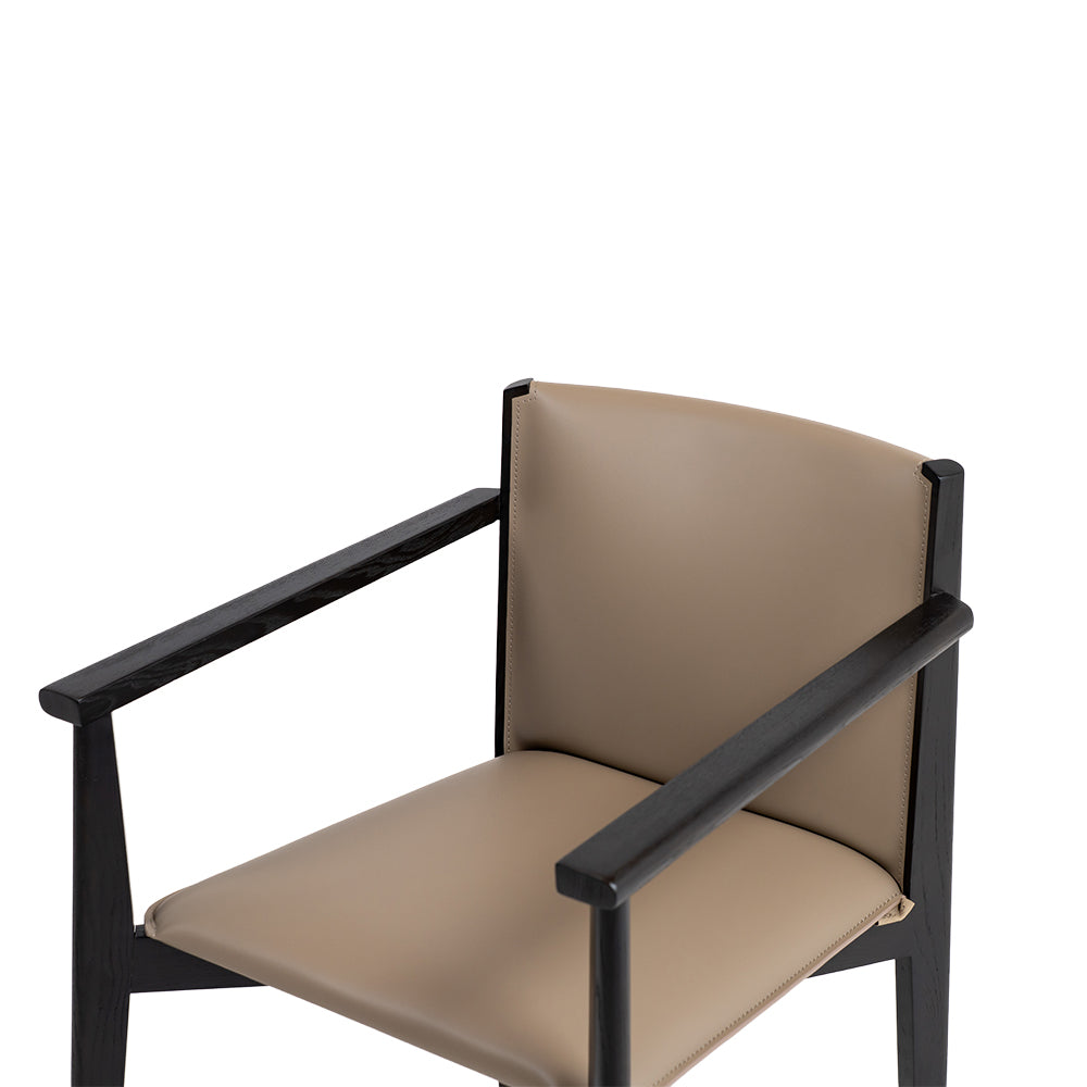 Dark Saddle Leather with arm Dining Chair PS-B132 -  Chairs - ebarza Furniture UAE | Shop Modern Furniture in Abu Dhabi & Dubai - مفروشات ايبازرا في الامارات | تسوق اثاث عصري وديكورات مميزة في دبي وابوظبي