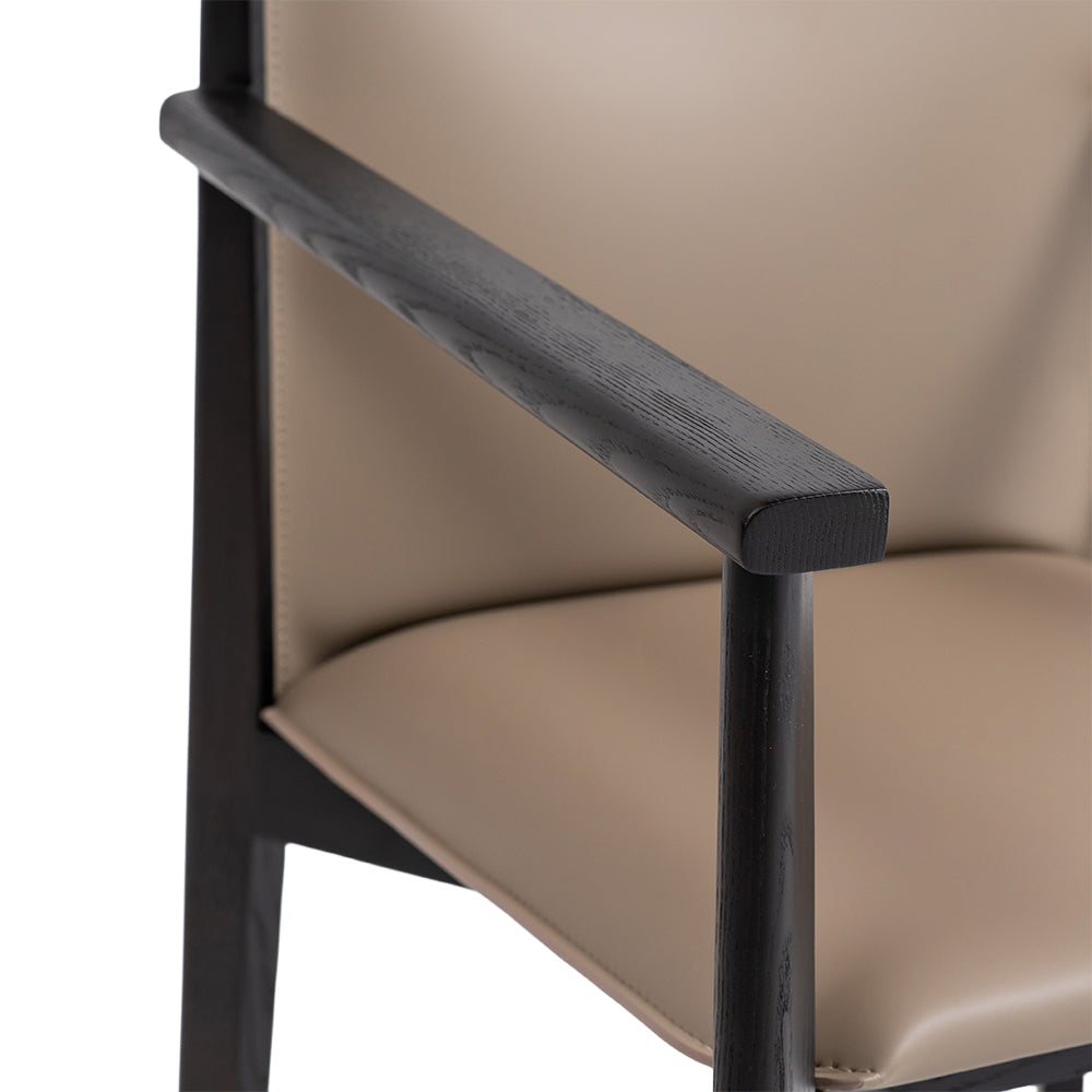 Dark Saddle Leather with arm Dining Chair PS-B132 -  Chairs - ebarza Furniture UAE | Shop Modern Furniture in Abu Dhabi & Dubai - مفروشات ايبازرا في الامارات | تسوق اثاث عصري وديكورات مميزة في دبي وابوظبي