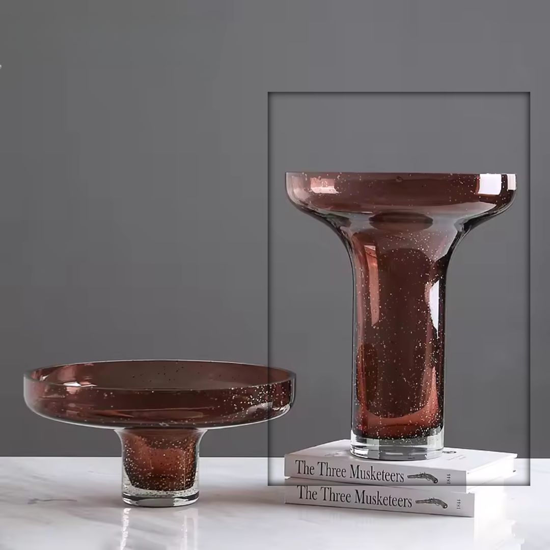 Dark Red Glass Vase -A FB-ZS2030A -  Vases - ebarza Furniture UAE | Shop Modern Furniture in Abu Dhabi & Dubai - مفروشات ايبازرا في الامارات | تسوق اثاث عصري وديكورات مميزة في دبي وابوظبي