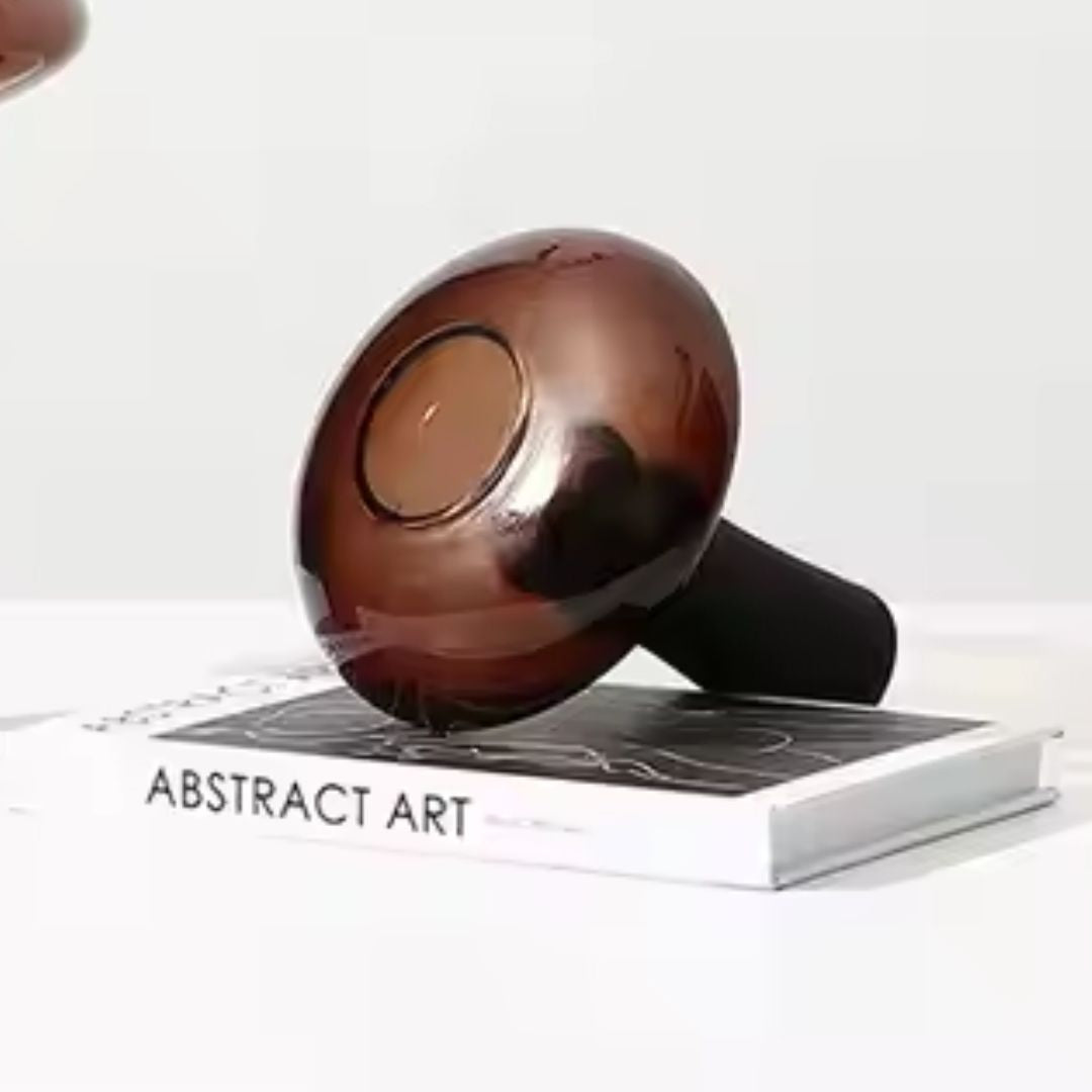 Deep Amber & Black Glass Bud Vase With Stem - Medium FB-ZS2214B -  Vases - ebarza Furniture UAE | Shop Modern Furniture in Abu Dhabi & Dubai - مفروشات ايبازرا في الامارات | تسوق اثاث عصري وديكورات مميزة في دبي وابوظبي