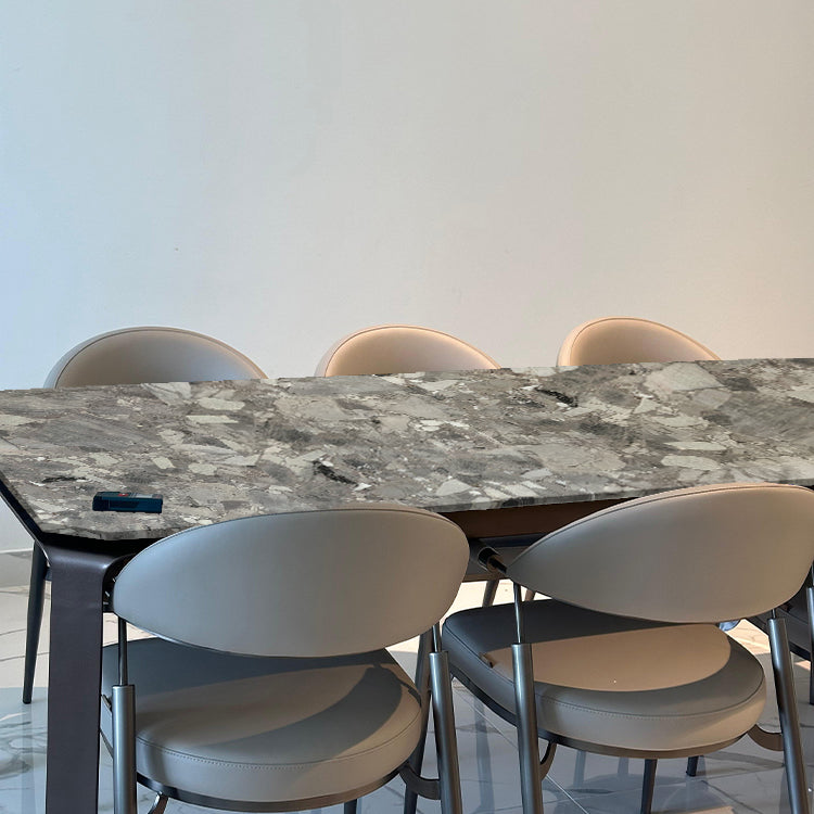 Dining Table Natural Stone Top Steel Leg - DT023 -  Dining Tables - ebarza Furniture UAE | Shop Modern Furniture in Abu Dhabi & Dubai - مفروشات ايبازرا في الامارات | تسوق اثاث عصري وديكورات مميزة في دبي وابوظبي