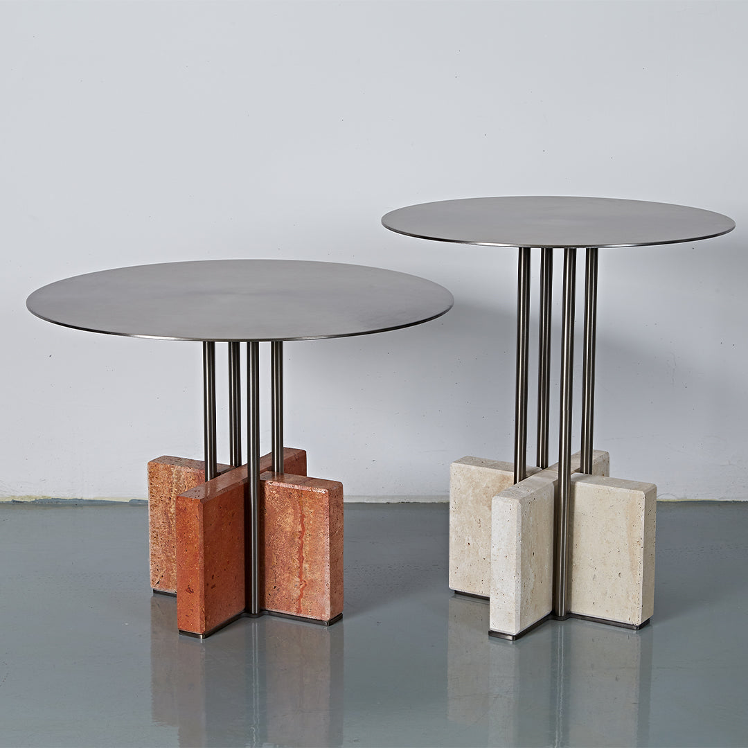 Elysian Travertine Side Table JA043-A -  Side Tables - ebarza Furniture UAE | Shop Modern Furniture in Abu Dhabi & Dubai - مفروشات ايبازرا في الامارات | تسوق اثاث عصري وديكورات مميزة في دبي وابوظبي