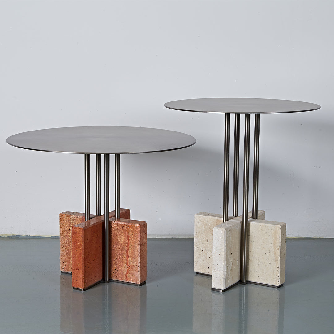 Elysian Travertine Side Table JA043-A -  Side Tables - ebarza Furniture UAE | Shop Modern Furniture in Abu Dhabi & Dubai - مفروشات ايبازرا في الامارات | تسوق اثاث عصري وديكورات مميزة في دبي وابوظبي