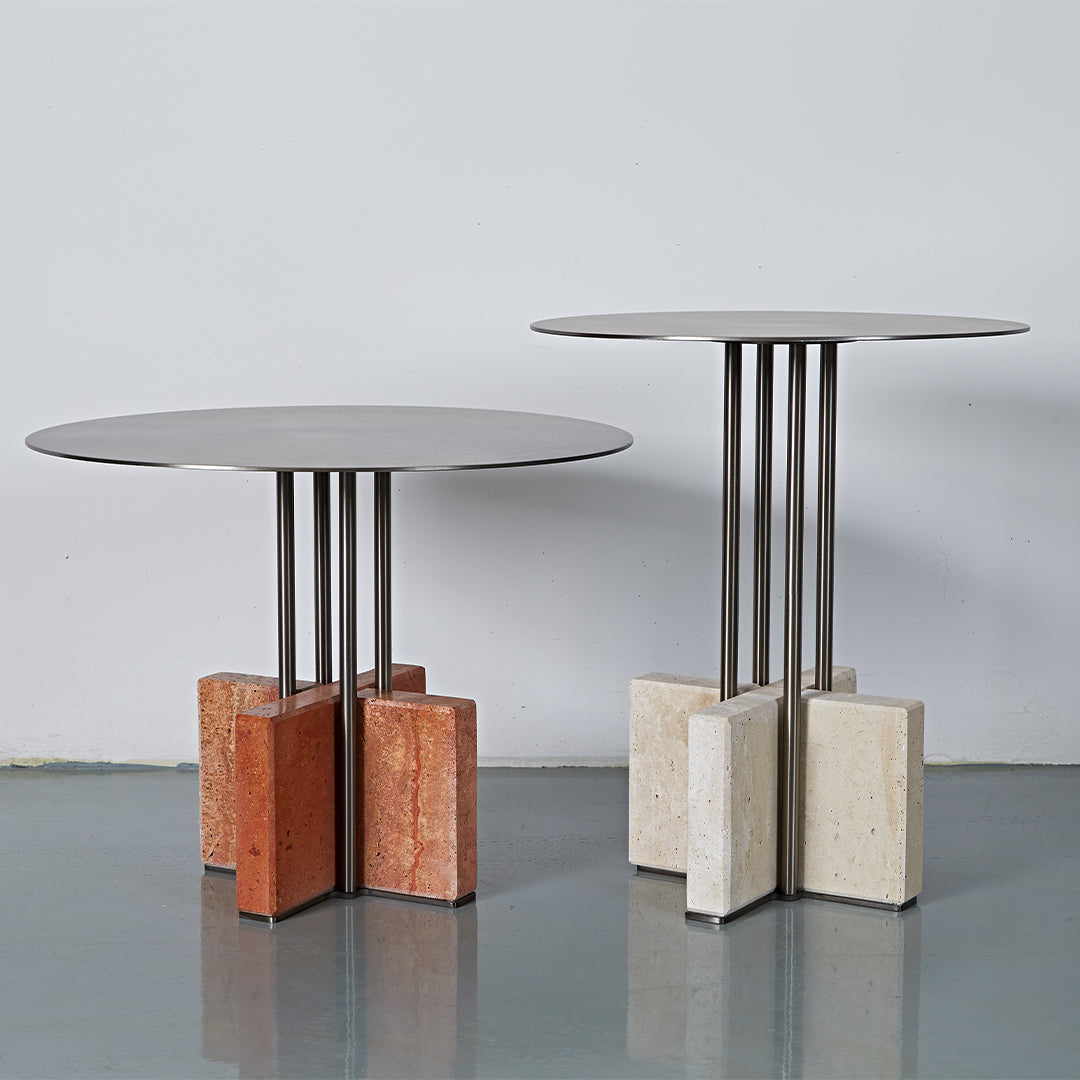 Elysian Travertine Side Table JA043-A -  Side Tables - ebarza Furniture UAE | Shop Modern Furniture in Abu Dhabi & Dubai - مفروشات ايبازرا في الامارات | تسوق اثاث عصري وديكورات مميزة في دبي وابوظبي