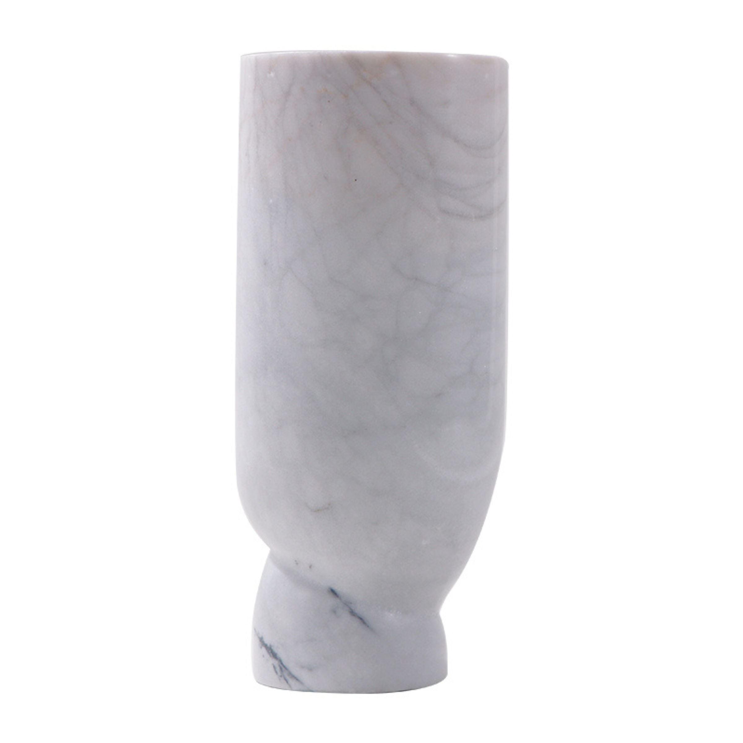 WHITE MARBLE VASE F1373 -  Vases | مزهرية من الرخام الأبيض - ebarza Furniture UAE | Shop Modern Furniture in Abu Dhabi & Dubai - مفروشات ايبازرا في الامارات | تسوق اثاث عصري وديكورات مميزة في دبي وابوظبي