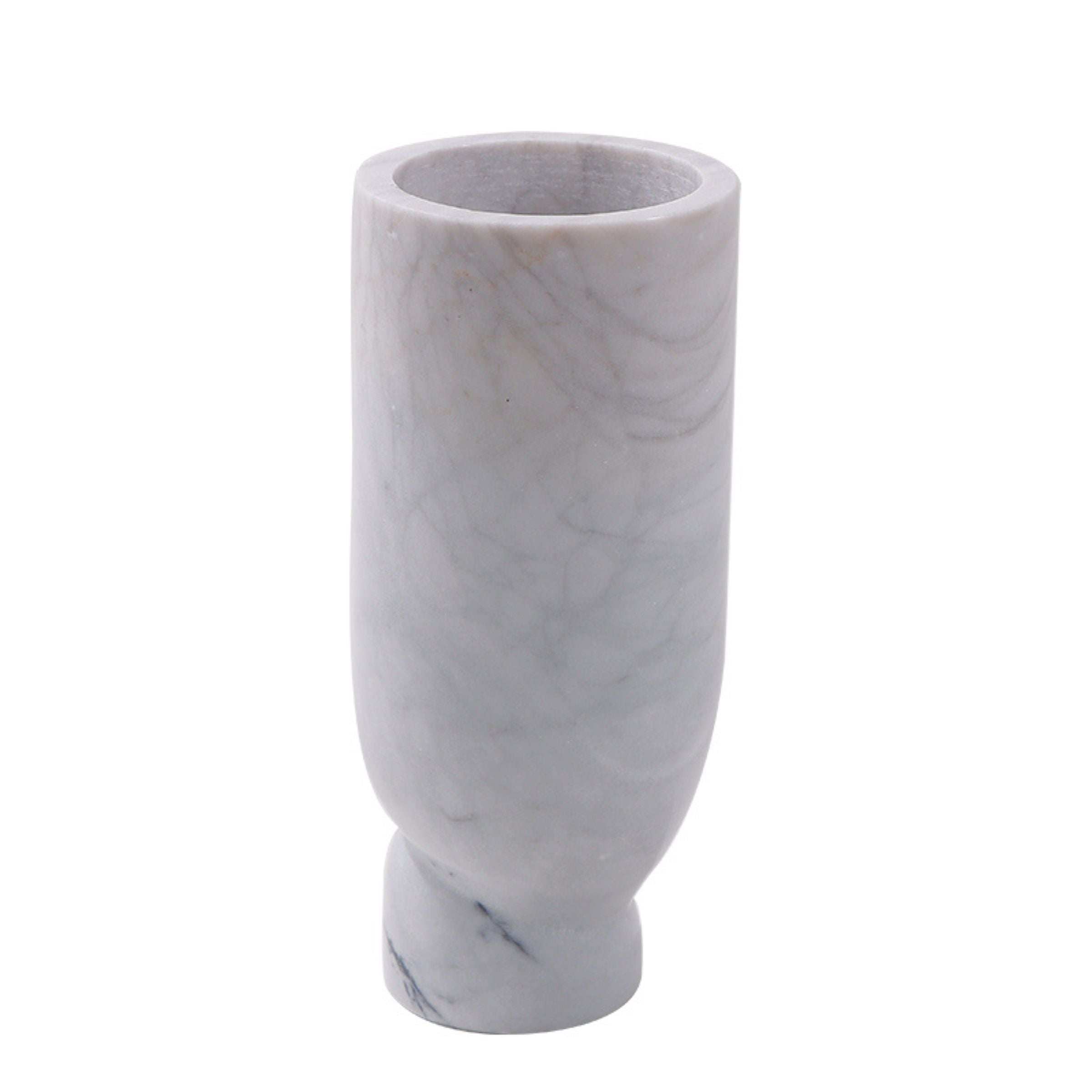 WHITE MARBLE VASE F1373 -  Vases | مزهرية من الرخام الأبيض - ebarza Furniture UAE | Shop Modern Furniture in Abu Dhabi & Dubai - مفروشات ايبازرا في الامارات | تسوق اثاث عصري وديكورات مميزة في دبي وابوظبي