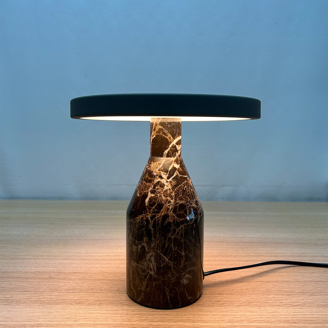 Pre-order 25 Days Delivery Flat Shape Real Marble Table Lamp - Dark Gray / Coffee OY-2410005HT（DGC)