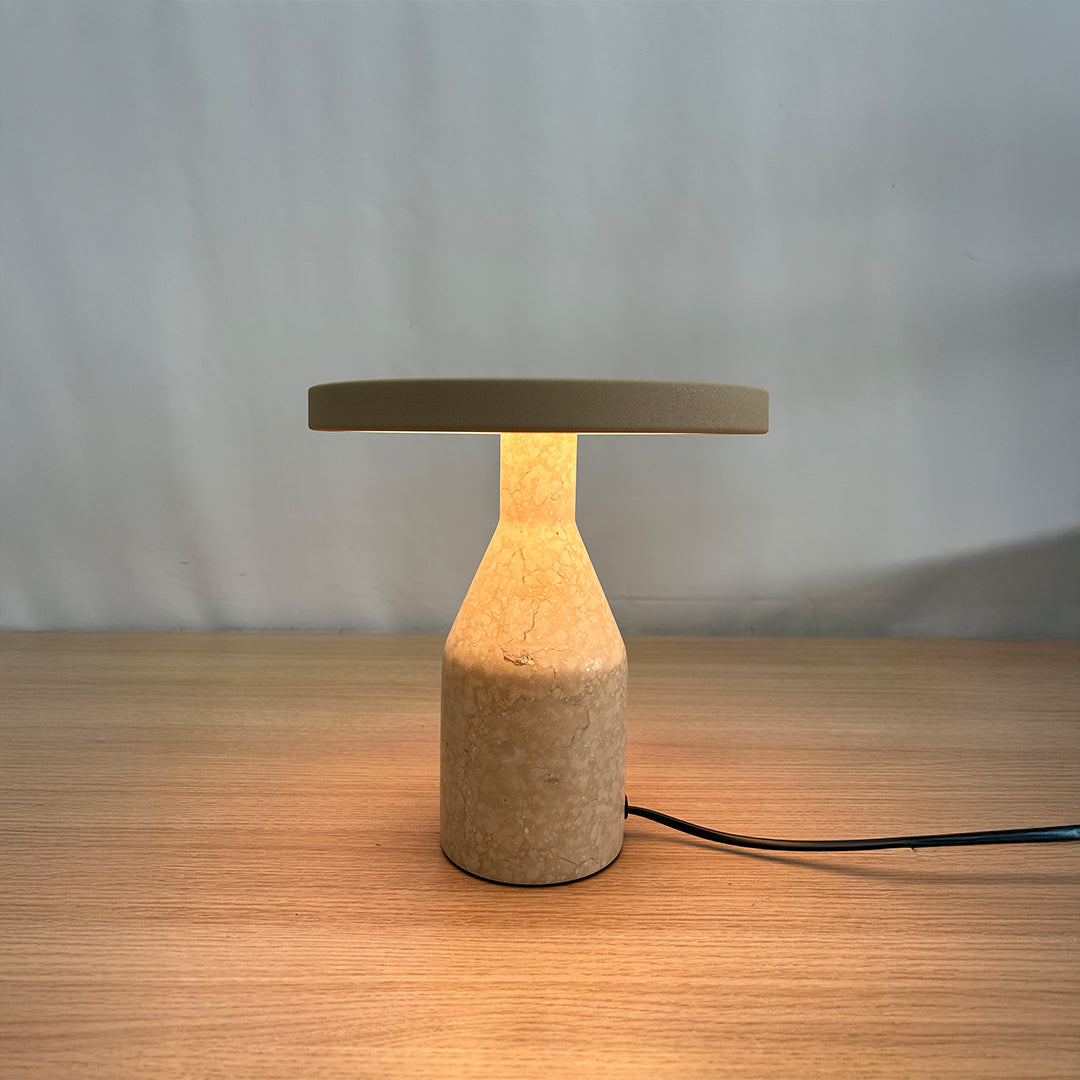 Pre-order 25 Days Delivery Flat Shape Real Marble Table Lamp - Khaki/Beige OY-2410005HT(KB)