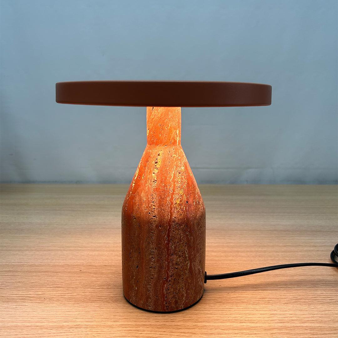 Pre-order 25 Days Delivery Flat Shape Real Marble Table Lamp - Orange OY-2410005HT(OR)