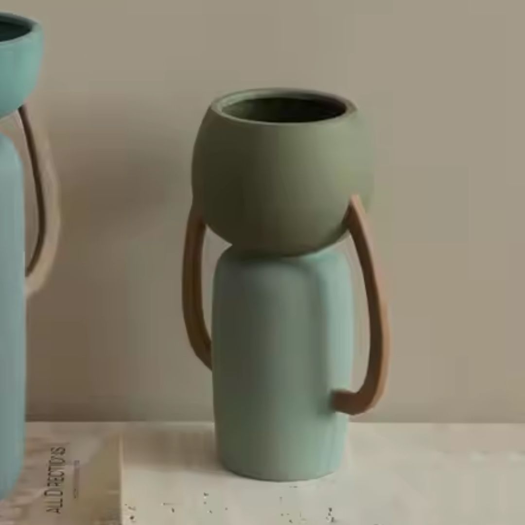 Four-Color Amphorae Ceramic Vase-B FF-D25066B -  Vases - ebarza Furniture UAE | Shop Modern Furniture in Abu Dhabi & Dubai - مفروشات ايبازرا في الامارات | تسوق اثاث عصري وديكورات مميزة في دبي وابوظبي