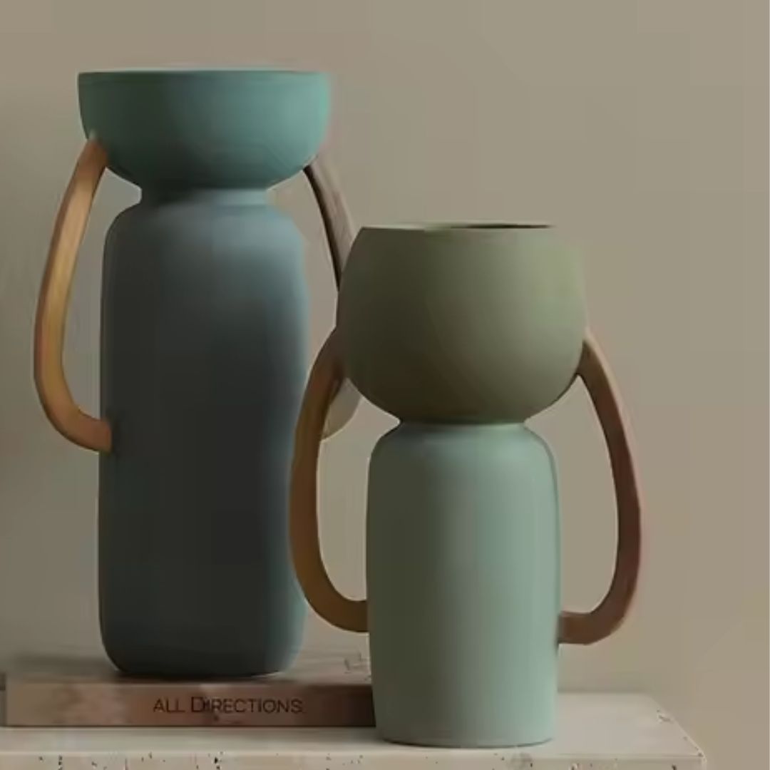 Four-Color Amphorae Ceramic Vase-B FF-D25066B -  Vases - ebarza Furniture UAE | Shop Modern Furniture in Abu Dhabi & Dubai - مفروشات ايبازرا في الامارات | تسوق اثاث عصري وديكورات مميزة في دبي وابوظبي
