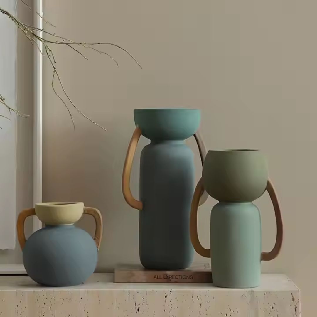 Four-Color Amphorae Ceramic Vase-B FF-D25066B -  Vases - ebarza Furniture UAE | Shop Modern Furniture in Abu Dhabi & Dubai - مفروشات ايبازرا في الامارات | تسوق اثاث عصري وديكورات مميزة في دبي وابوظبي