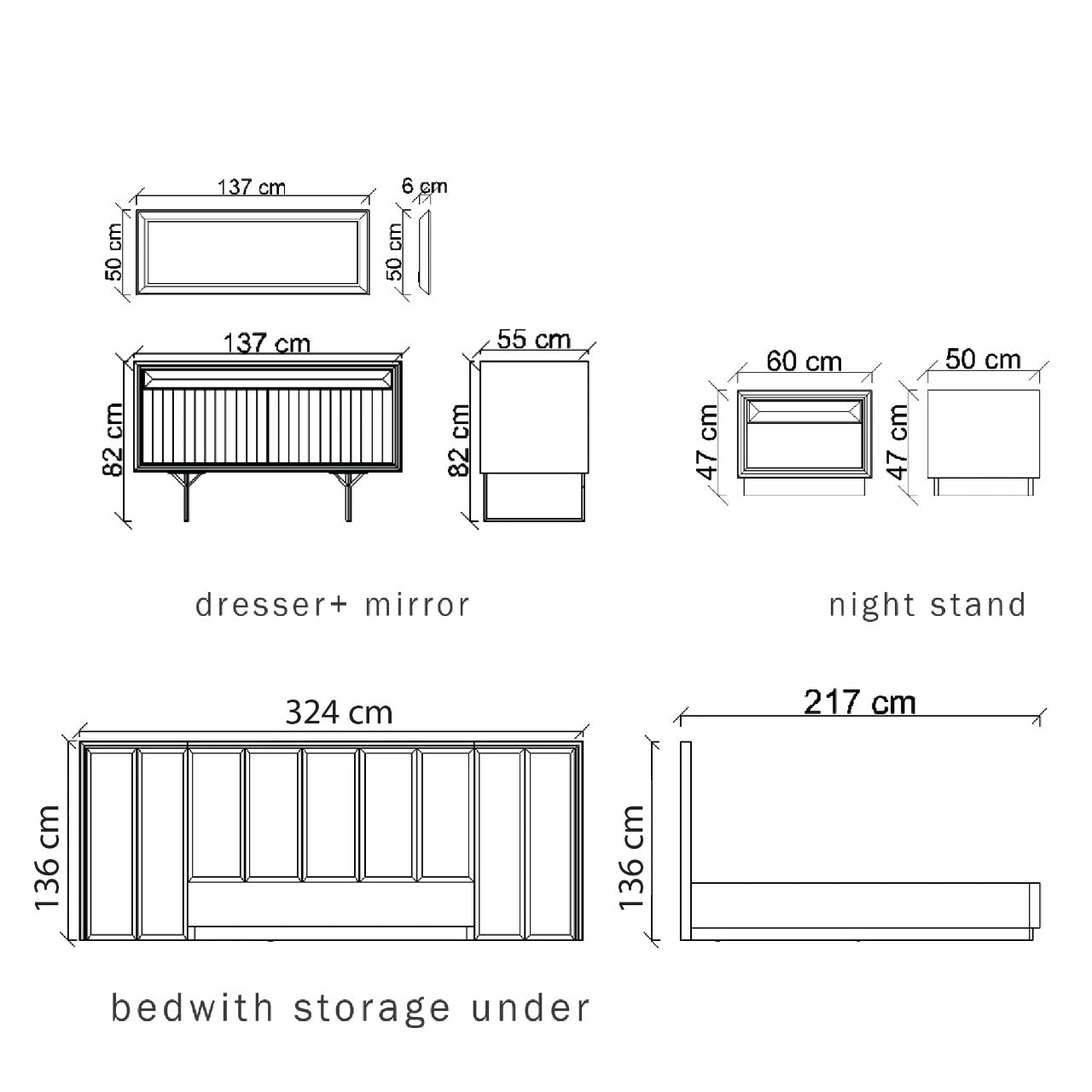 Display Item Ginda Bedstead & 2x Bedside Tables Ginda001-Bed+2xsidetables -  USED ITEM | قطعة من المعرض - سرير جيندا مع طاولتين جانبيات - ebarza Furniture UAE | Shop Modern Furniture in Abu Dhabi & Dubai - مفروشات ايبازرا في الامارات | تسوق اثاث عصري وديكورات مميزة في دبي وابوظبي