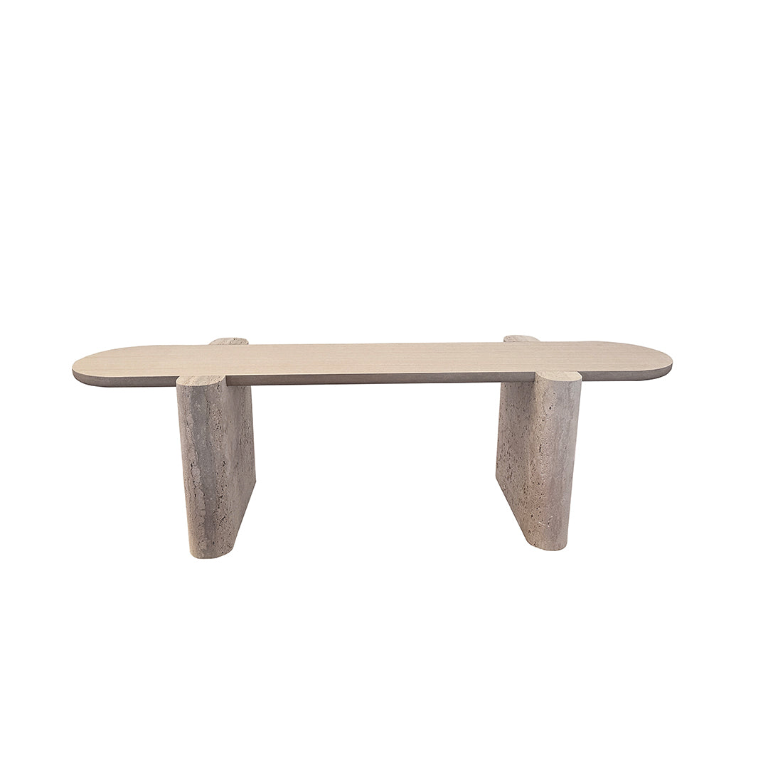 Pre-order 45 Days Delivery Grenoble Travertine Side Table - EB06CT -  Side Tables - ebarza Furniture UAE | Shop Modern Furniture in Abu Dhabi & Dubai - مفروشات ايبازرا في الامارات | تسوق اثاث عصري وديكورات مميزة في دبي وابوظبي